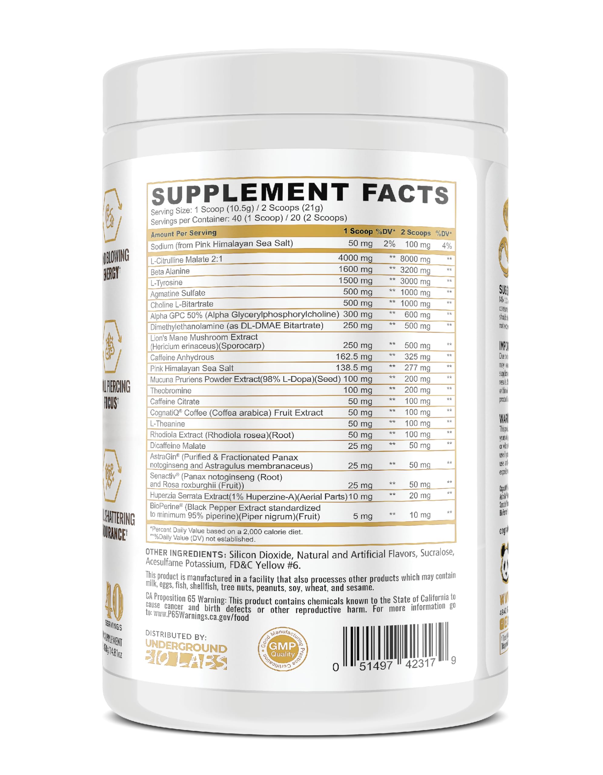 Underground Bio Labs/Panda Supps Skull High Stim/Nootropic Pre-Workout,Lion's Mane Underground Bio Labs uk supplements