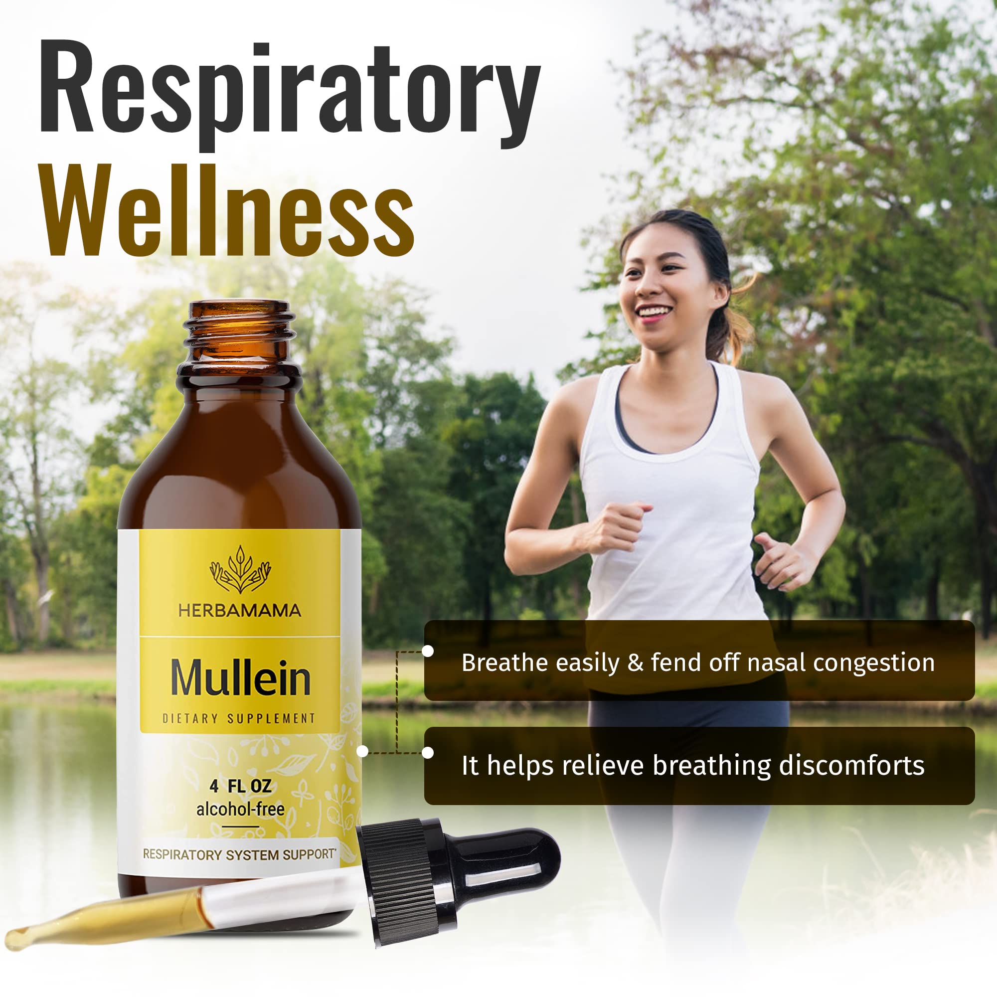 Mullein Leaf Tincture - Lung Cleanse - Vegan Mullein Drops - Lung Detox HERBAMAMA uk supplements