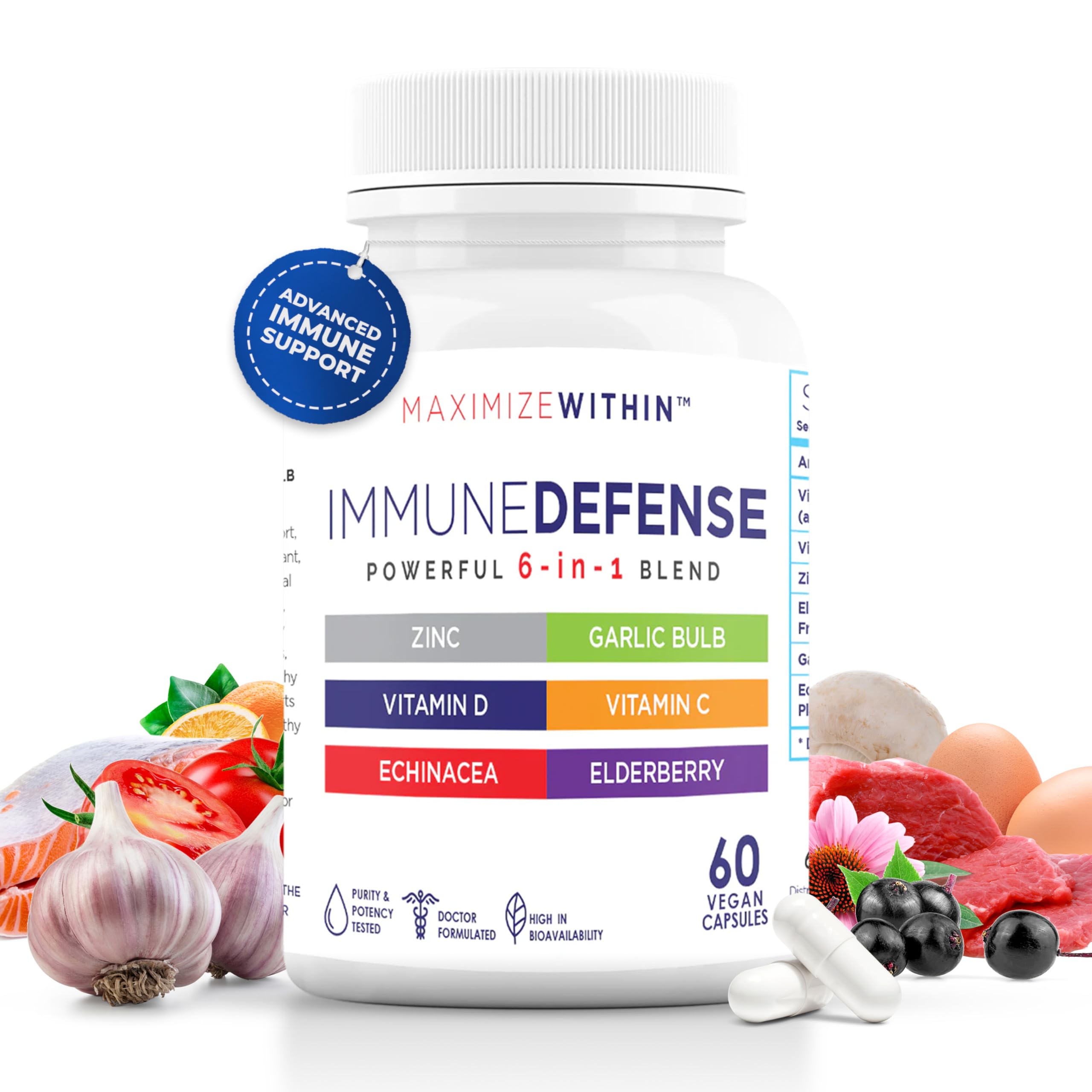 Maximum Slim Powerful 6-in-1 Immune Support Supplement with Zinc, Vitamin C, Elderberry, Vitamin D, Echinacea, & Garlic, 60 Count Maximum Slim uk supplements