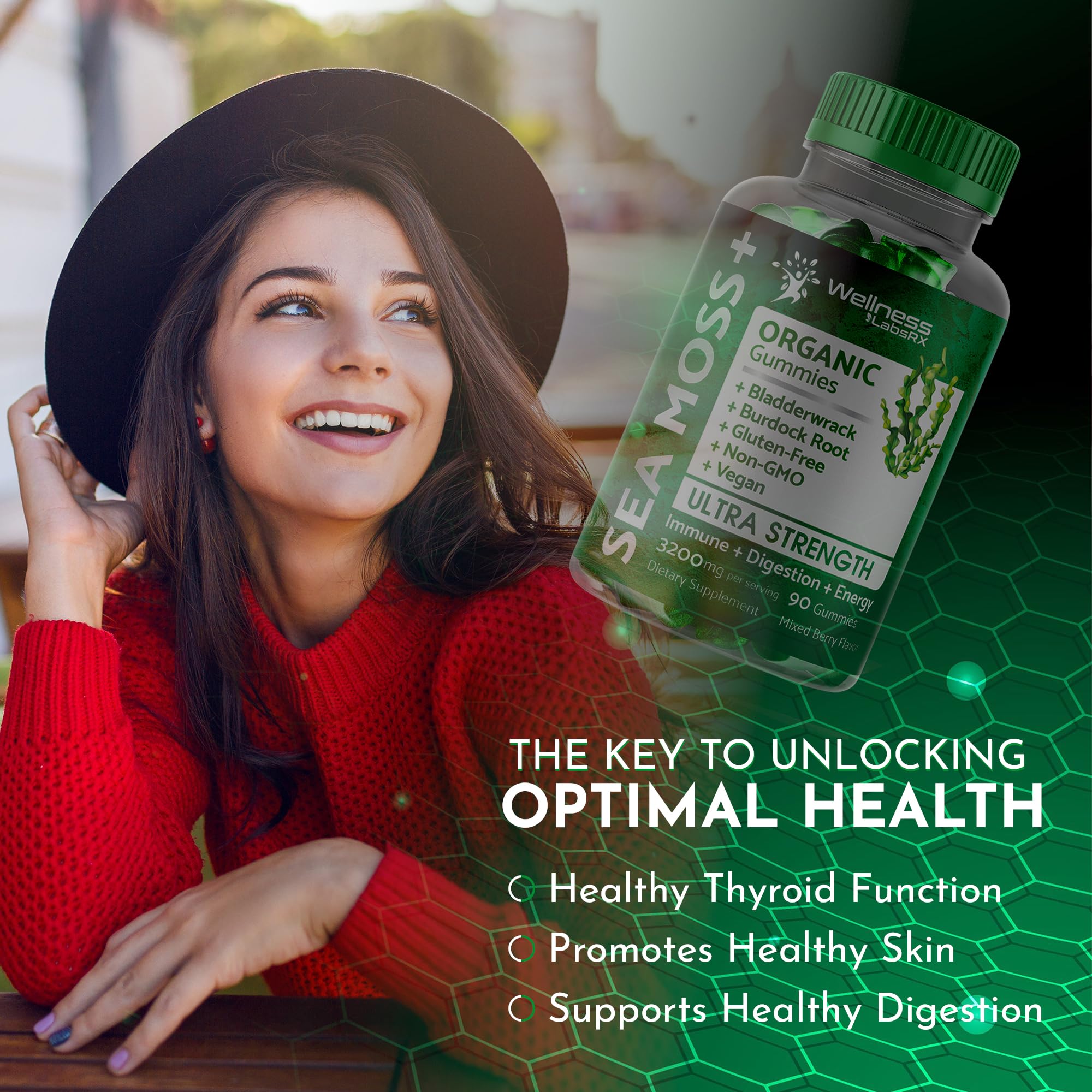 WELLNESS LABSRX Sea Moss Gummies, 3200mg Organic Seamoss, Irish Sea Moss WELLNESS LABSRX uk supplements