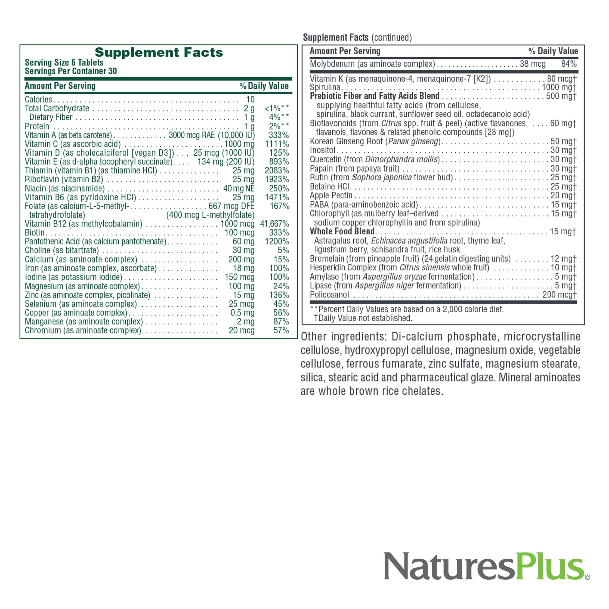 NaturesPlus Ultra Source of Life with Lutein - 180 Tablets - Multivitamin Supplement with Whole Foods - Supports Natural Energy & Overall Well-Being - Gluten Free, Vegetarian - 60 Servings NaturesPlus uk supplements
