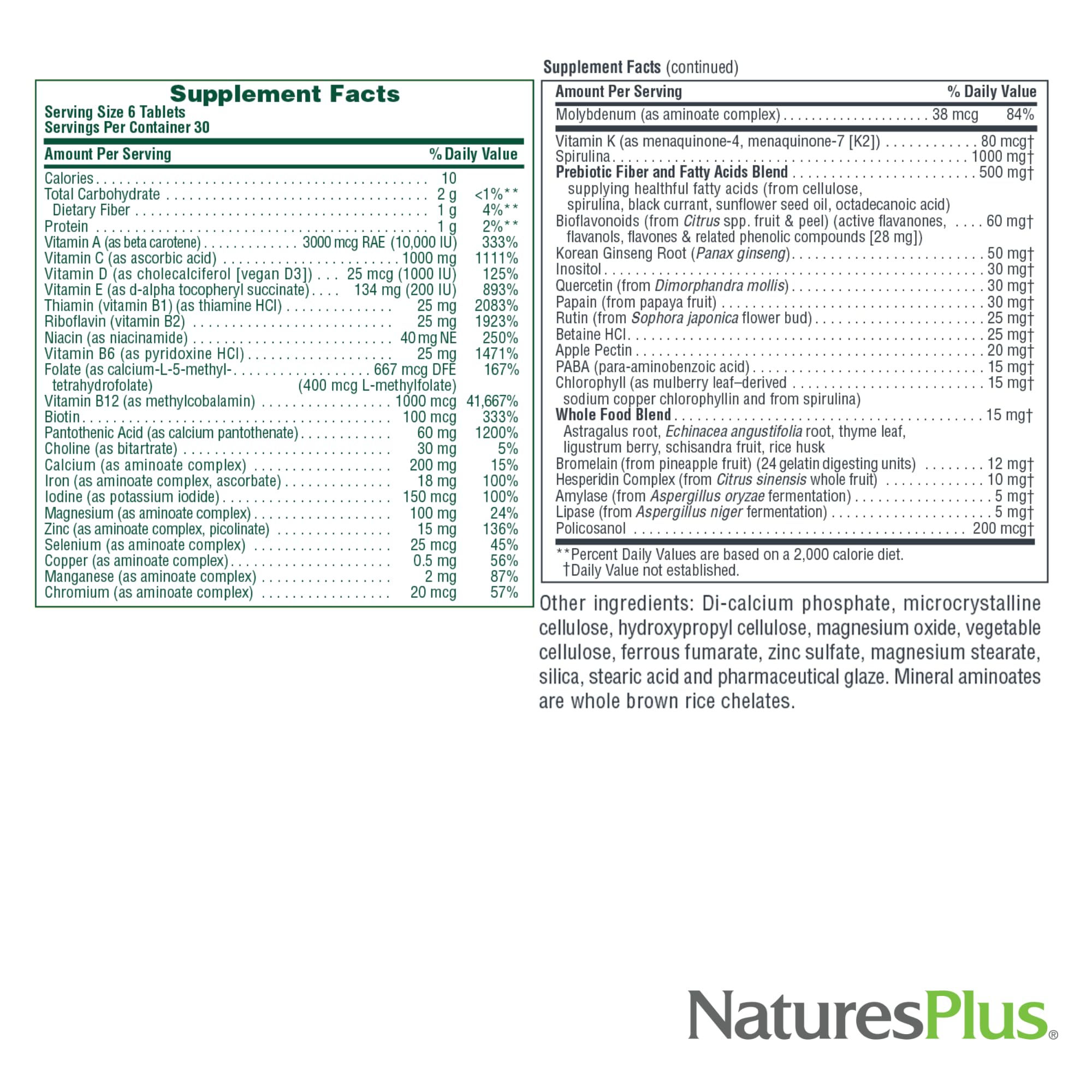 NaturesPlus Ultra Source of Life with Lutein - 180 Tablets - Multivitamin Supplement with Whole Foods - Supports Natural Energy & Overall Well-Being - Gluten Free, Vegetarian - 60 Servings NaturesPlus uk supplements