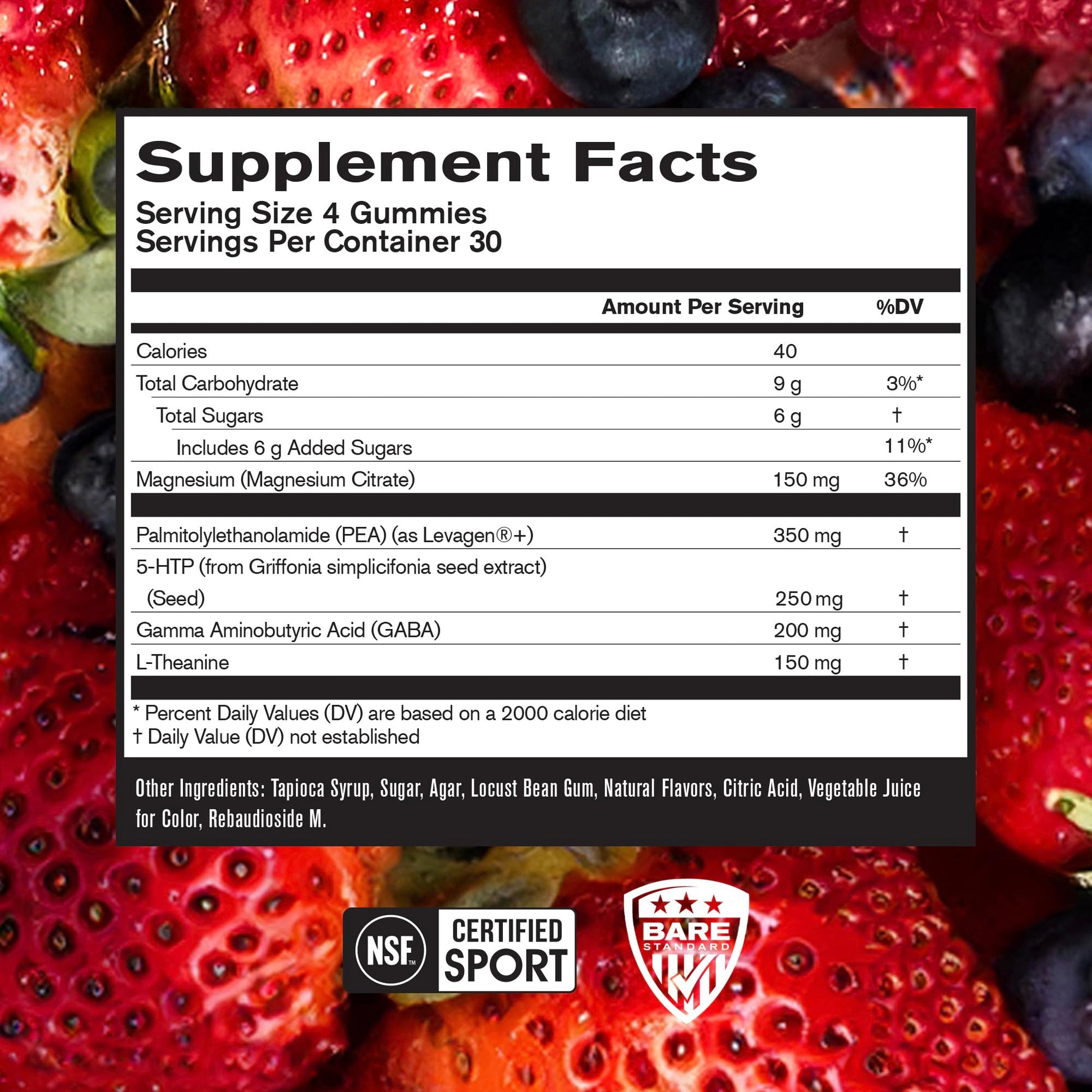 BARE PERFORMANCE NUTRITION, BPN Peak Sleep Gummy, Sleep Aid & Recovery Support Supplement, 30 Servings, Berry BARE PERFORMANCE NUTRITION uk supplements
