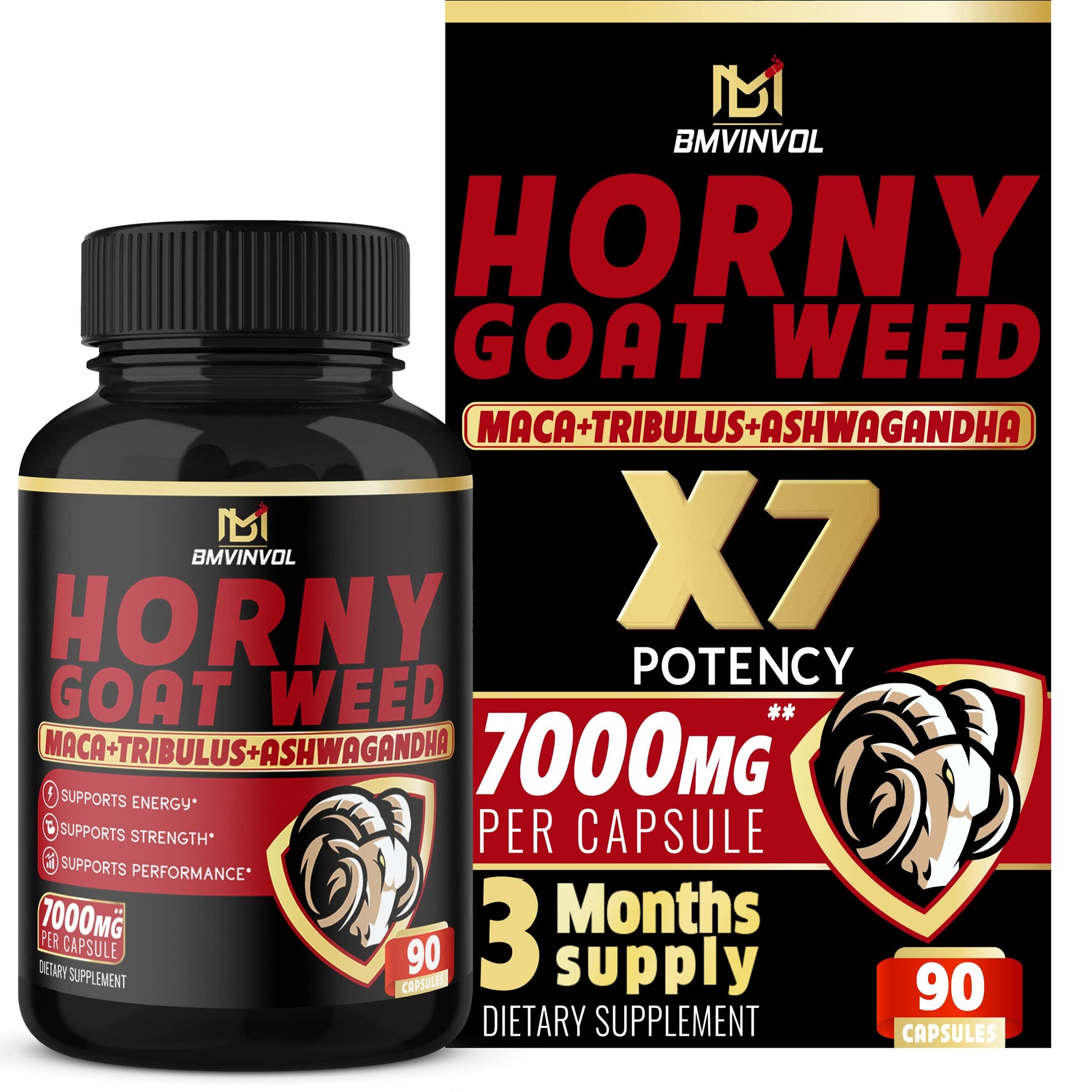 BMVINVOL Horny Goat Weed Capsules - 7000mg Herbal Equivalent BMVINVOL uk supplements