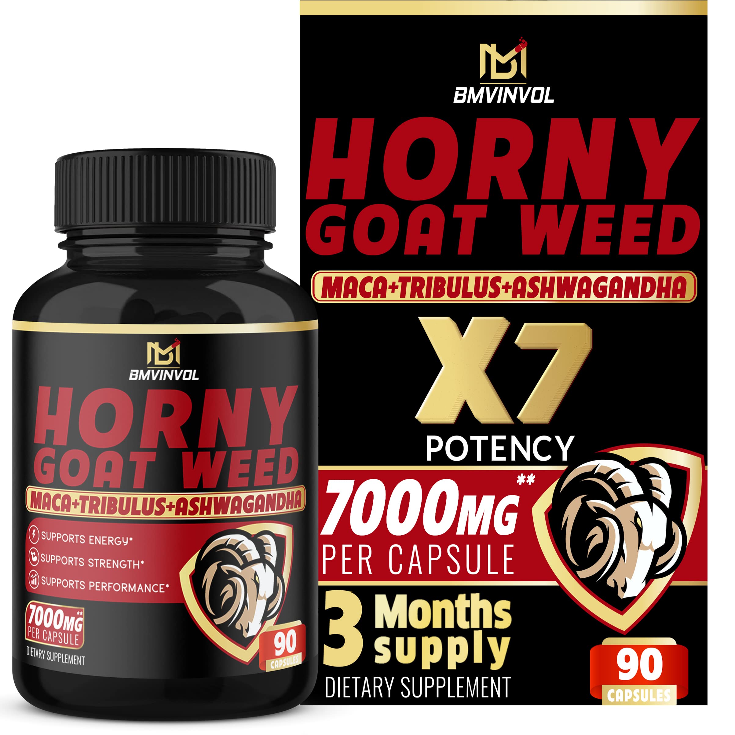 BMVINVOL Horny Goat Weed Capsules - 7000mg Herbal Equivalent BMVINVOL uk supplements