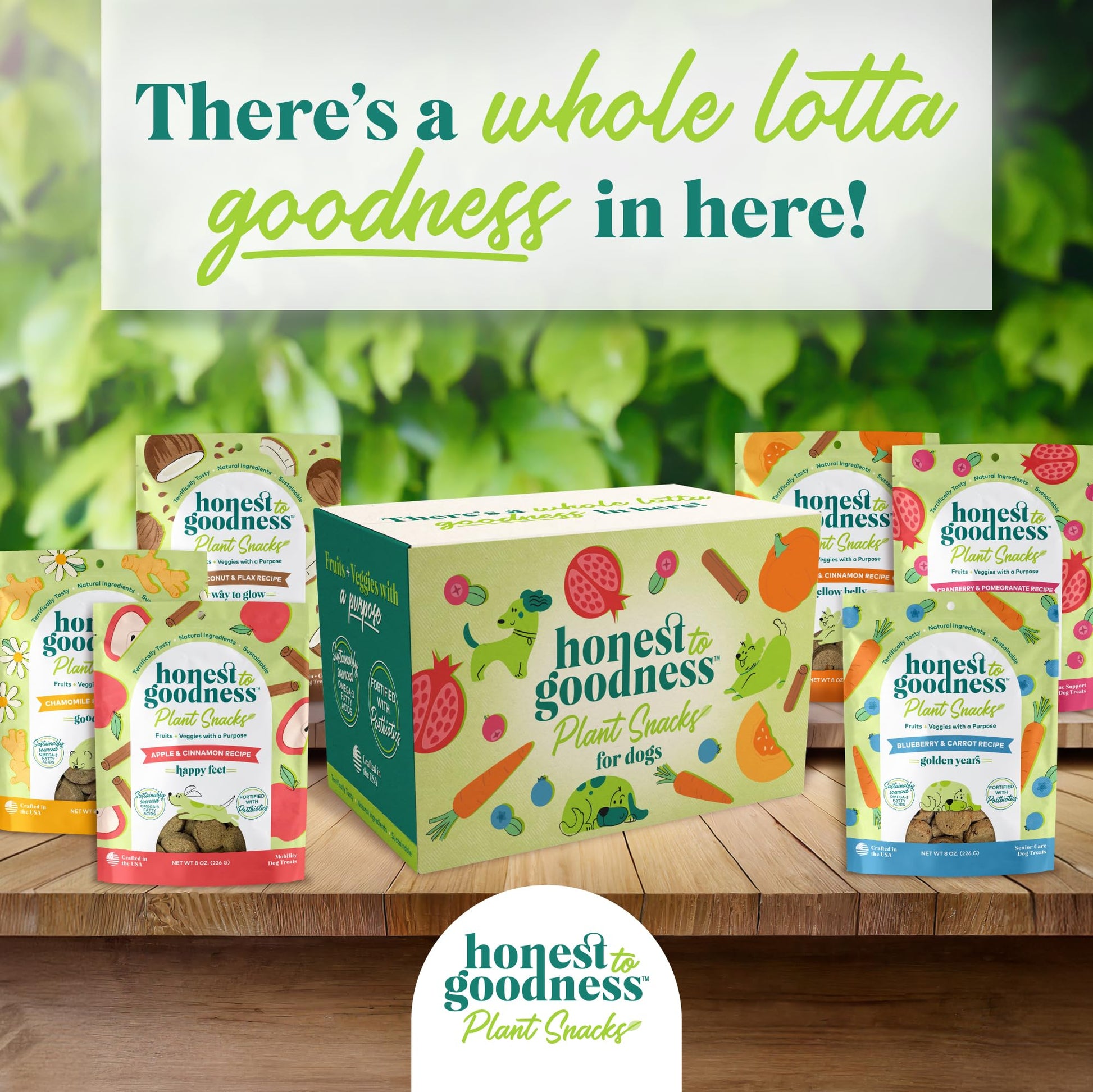 Honest to Goodness Plant Snacks Dog Treats, Enriched with Omega 3s & Postbiotics, 8oz Variety Pack, 6 Bags Honest to Goodness uk supplements