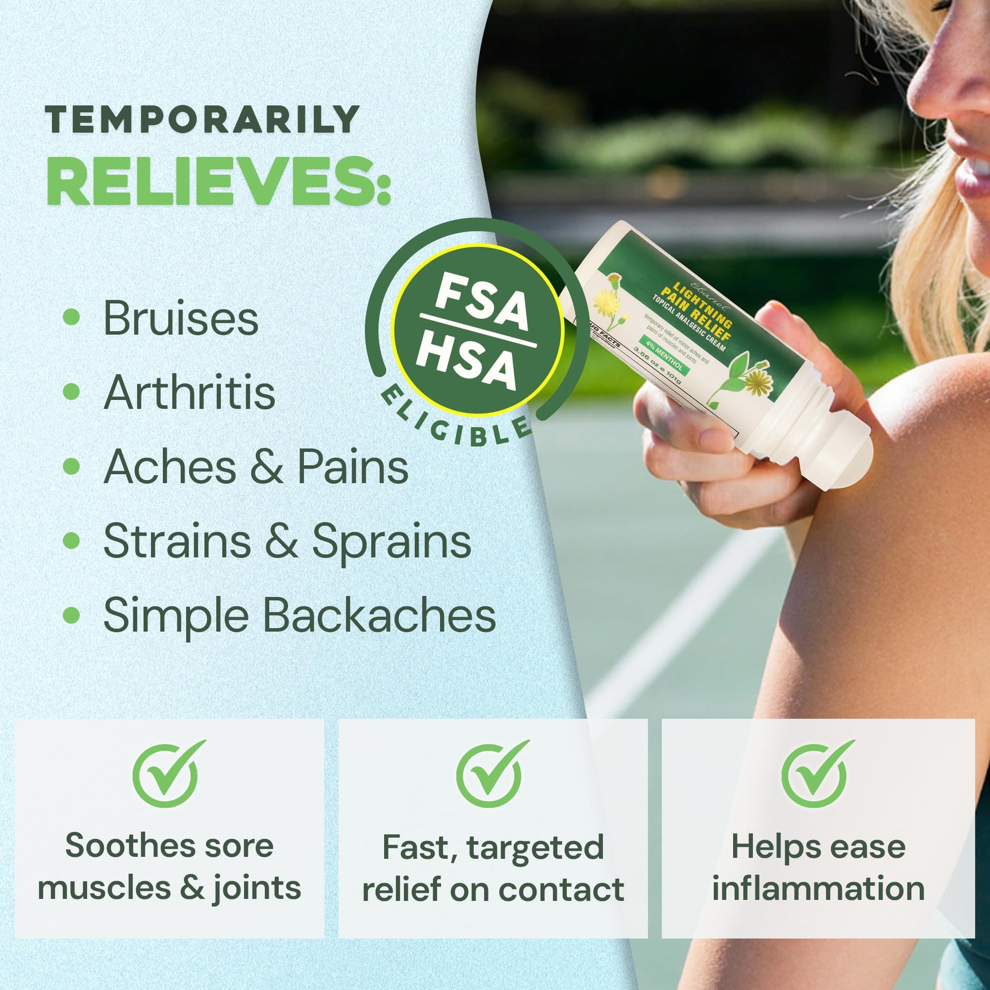 Ebanel Pain Relief Roll On for Arthritis, Foot, Back, Joint, Neck, Strains & Sprains with Menthol, Camphor, Arnica, Emu Oil, MSM, Boswellia, Targeted Muscle Pain Relief Roll On Ebanel uk supplements