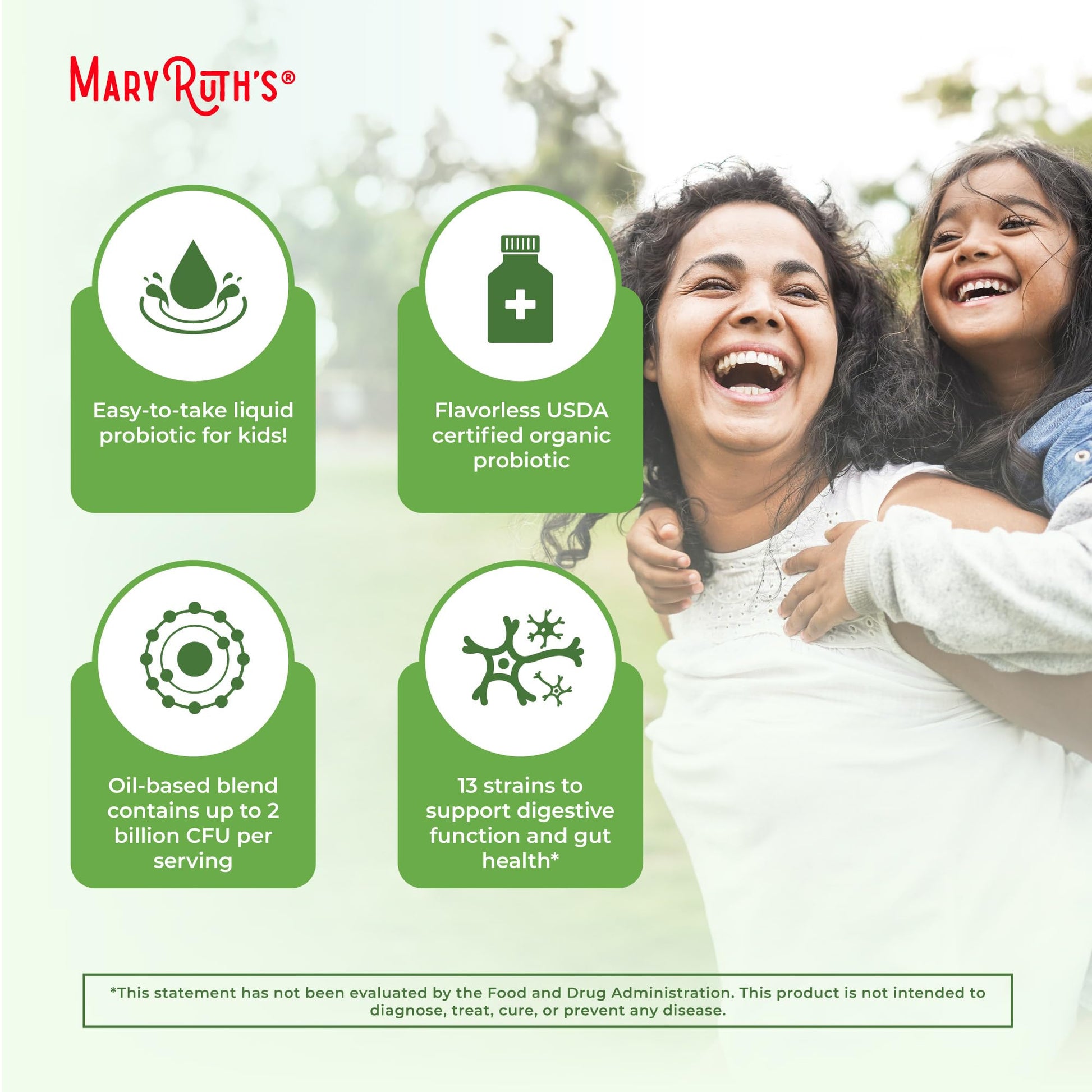 MaryRuth Organics Liquid Probiotic for Ages 4+ | 2 Billion CFU | 13 Probiotic Strains | Gut Health & Digestive Support | Gas & Bloating Support | Vegan | Gluten Free | Travel-Friendly | 20 Servings MARYRUTH'S uk supplements