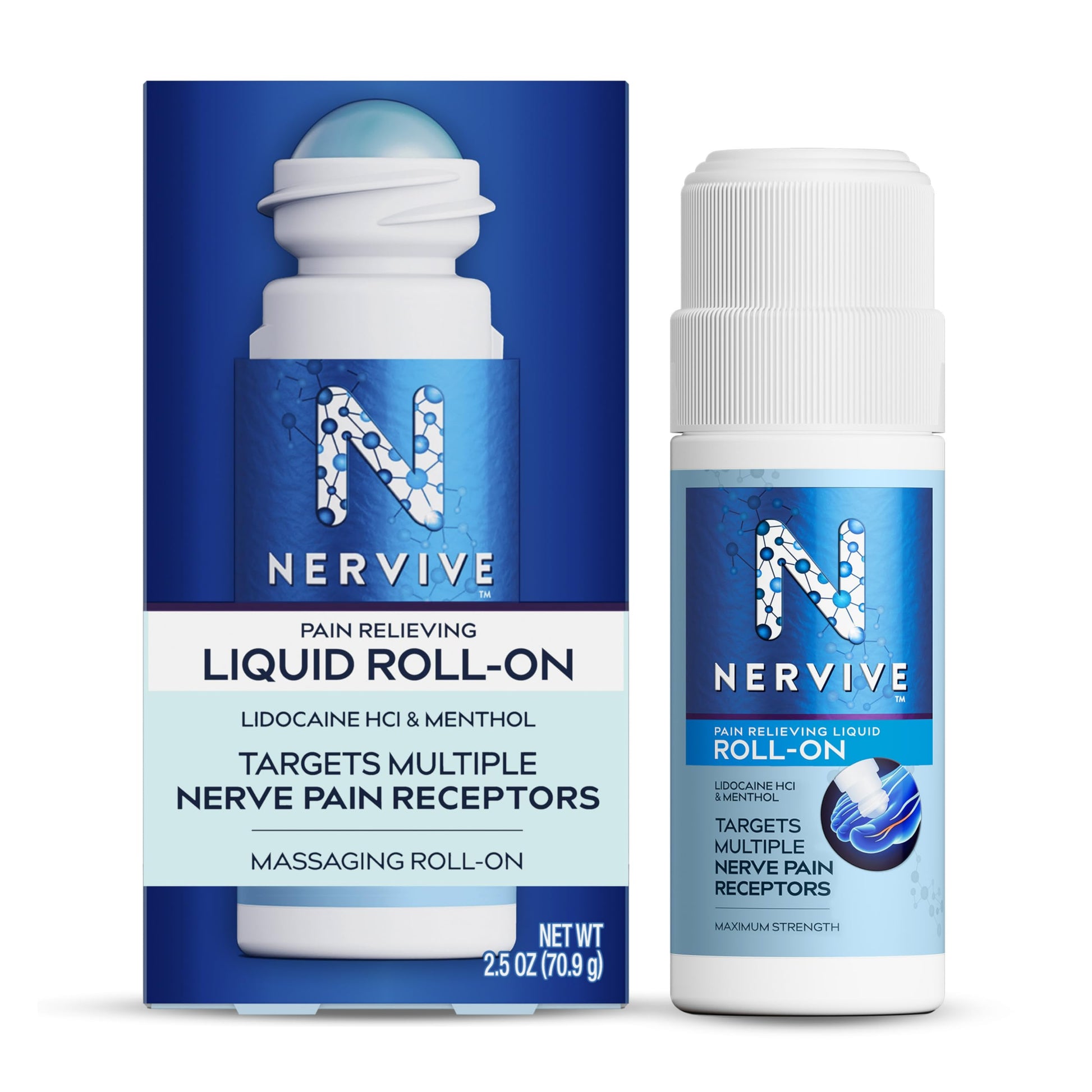 Nervive Pain Relieving Roll On, Lidocaine Roll On, Nervive Pain Relief, Lidocaine Topical, Foot Pain, Leg Pain, Hand Pain, Max Strength Formula, 2.5oz Nervive uk supplements