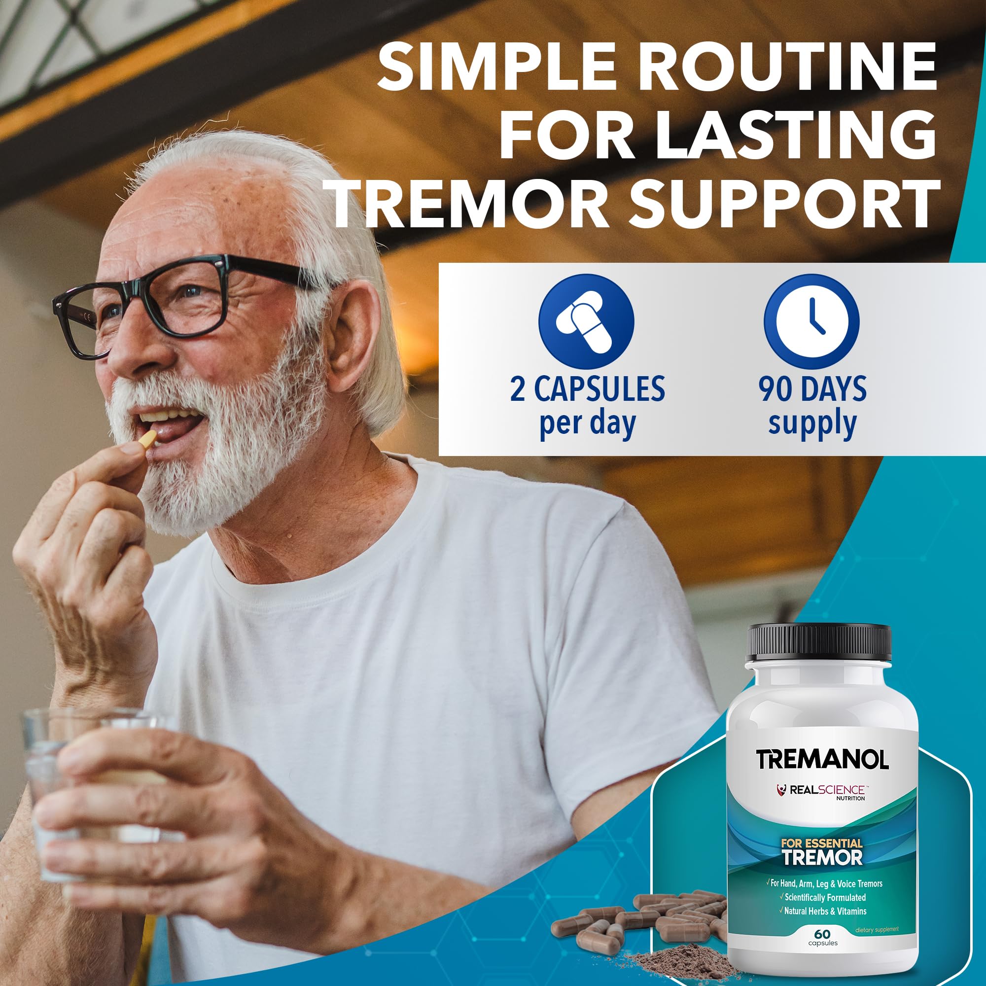 Tremanol Natural Aid Herbal Supplement – Includes Vitamin B2 & B12, Passionflower & Skullcap – 60 Caps (Pack of 3) – Made in USA Tremanol uk supplements