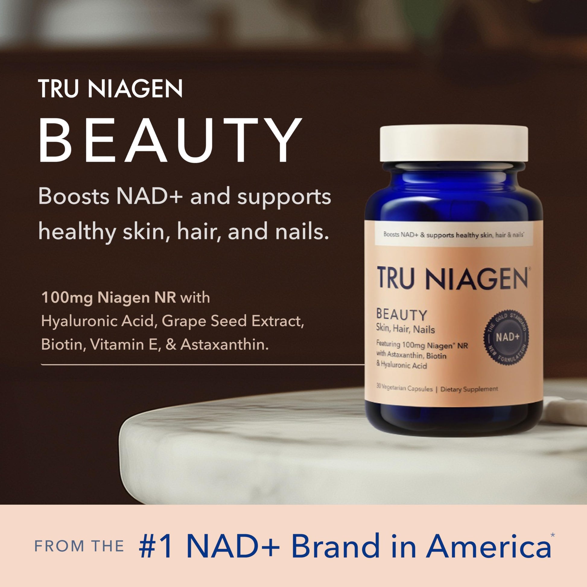TRU NIAGEN 300mg + Beauty Bundle. A Comprehensive Bundle for Daily NAD+ Support with targeted Beauty Actives for Healthy Skin, Hair, and Nails at The Cellular Level. TRU NIAGEN uk supplements