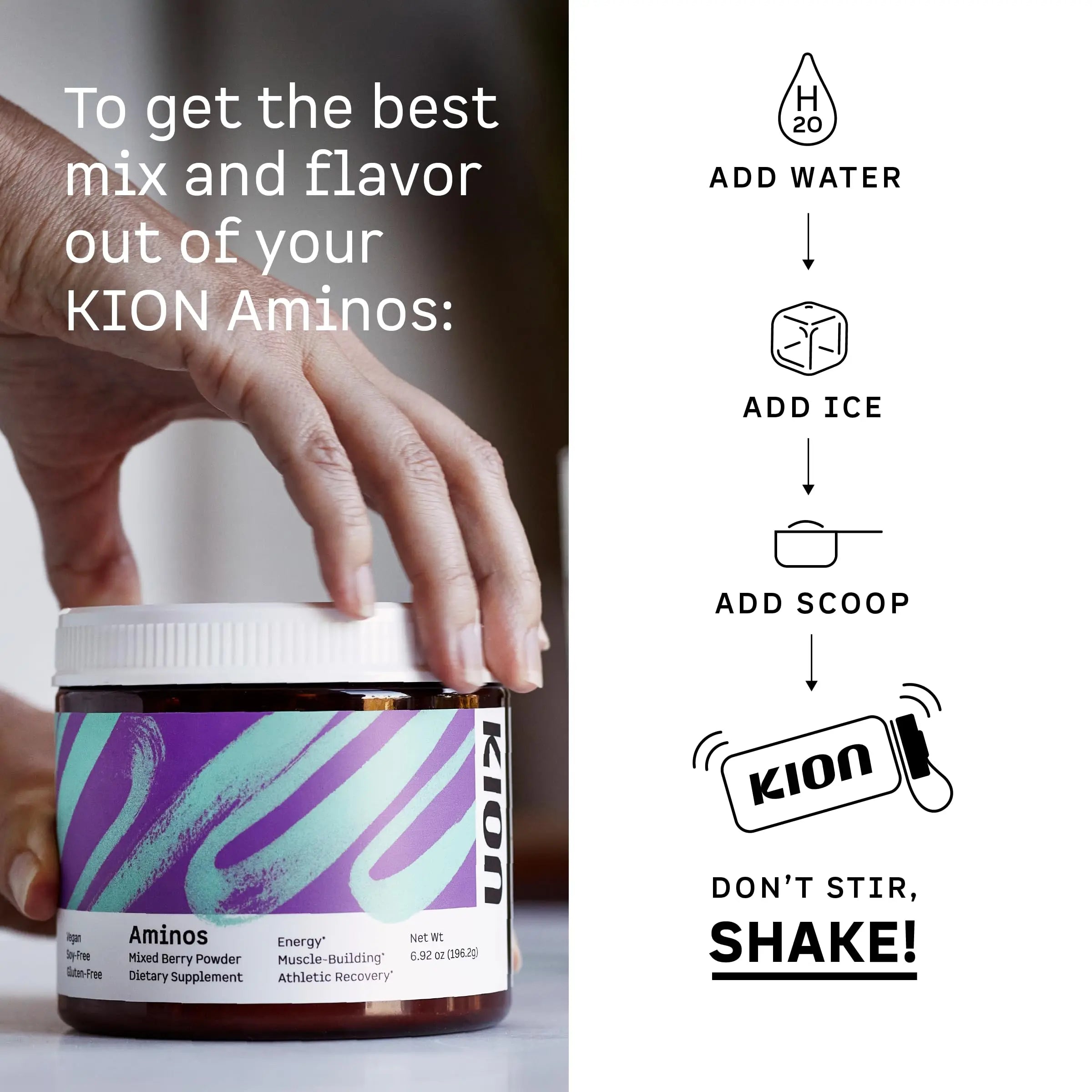 Kion Aminos - Essential Amino Acids Supplement, Essential Amino Acids Powder for Muscle Recovery, BCAA EAA No Caffeine, Amino Acid Powder, Essential Amino Energy - 30 Servings, Mixed Berry Kion uk supplements