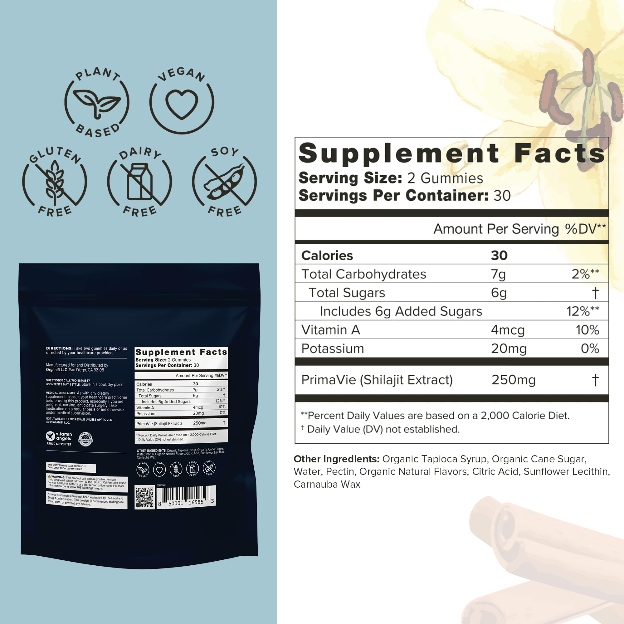 Organifi - Shilajit Gummies - Supports Natural Energy and Strength - Vanilla Cinnamon Organifi uk supplements