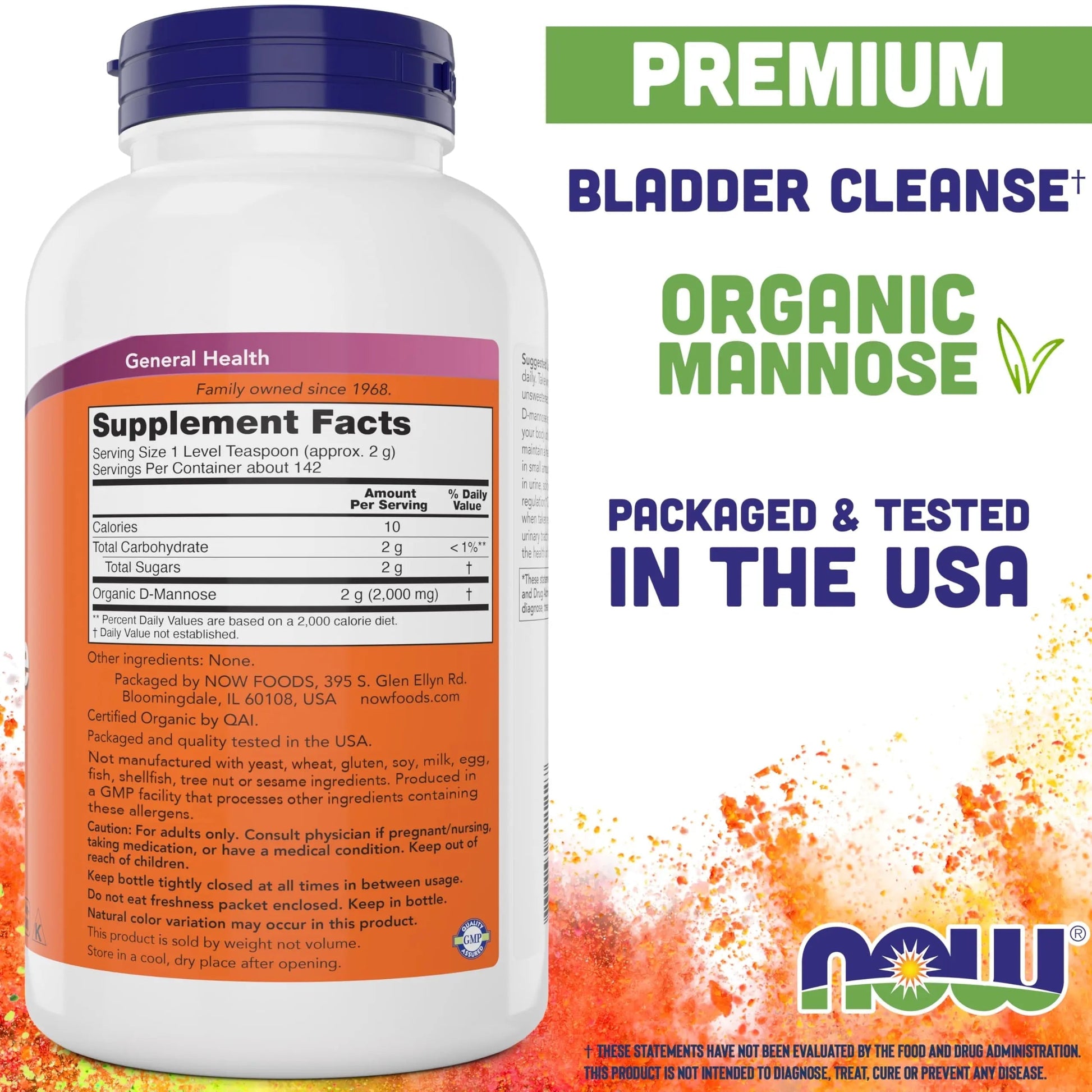 NOW Foods Pure, Organic D-Mannose 10 oz Powder - Bladder Cleanse and Urinary Tract Health Supplement - Non-GMO - Vegan Friendly - 2000mg / 2 Grams per Serving NOW Foods uk supplements