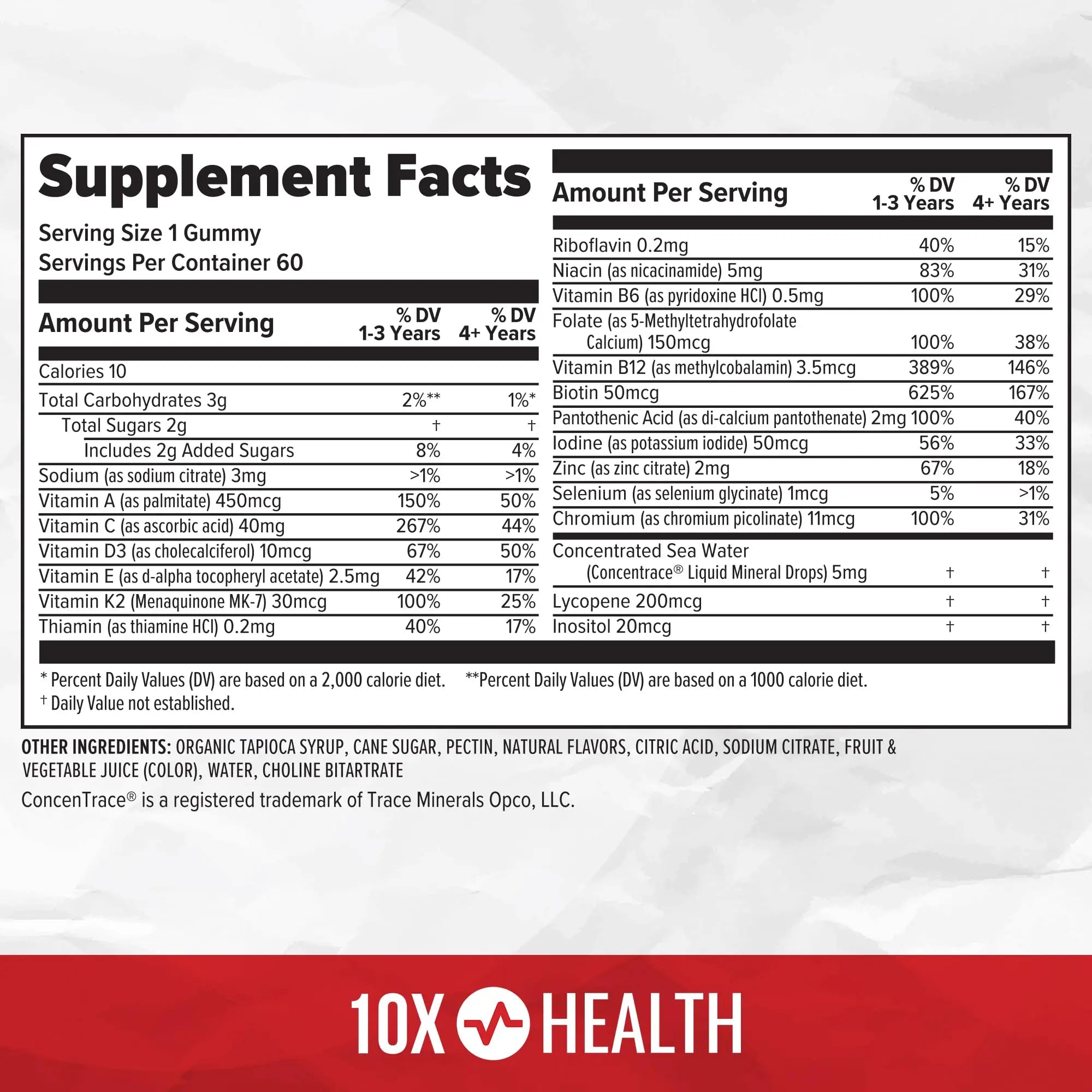 10X Health Children’s Methylated Multivitamin Gummies - 60 Count Kids Multivitamin Gummies, Complete Daily Nutrition 10X Health System uk supplements