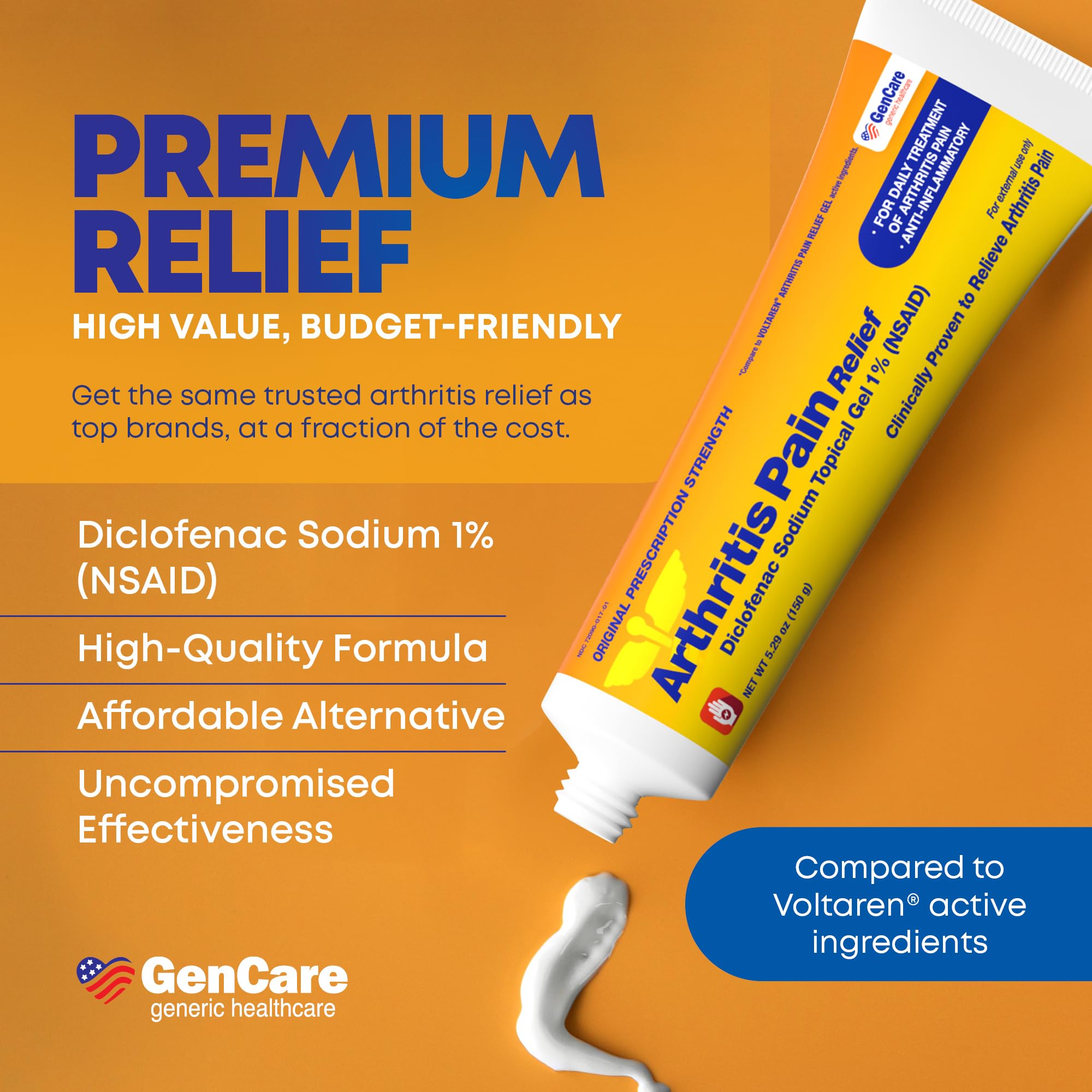 GenCare Arthritis Pain Relief Diclofenac Sodium Topical Gel 1 Percent (NSAID) - Clinically Proven Arthritis Pain Reliever - Compare to The Active Ingredient in Voltaren Gel (5.29 oz) GenCare uk supplements