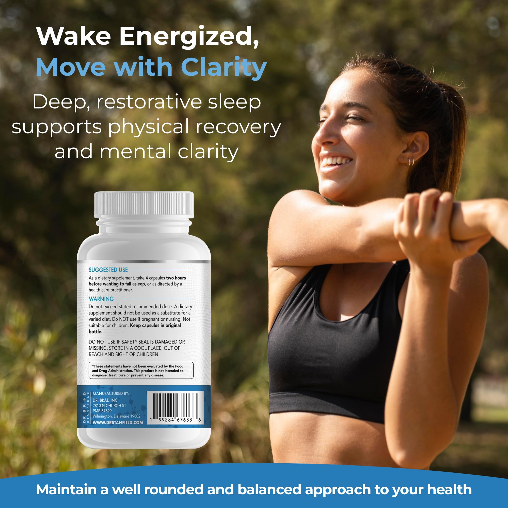 Dr Brad Stanfield Melatonin 300mcg + Magnesium Glycinate 126mg + Glycine 2,500mg for Sleep (120 Count, 30 Servings) Dr Brad Stanfield uk supplements