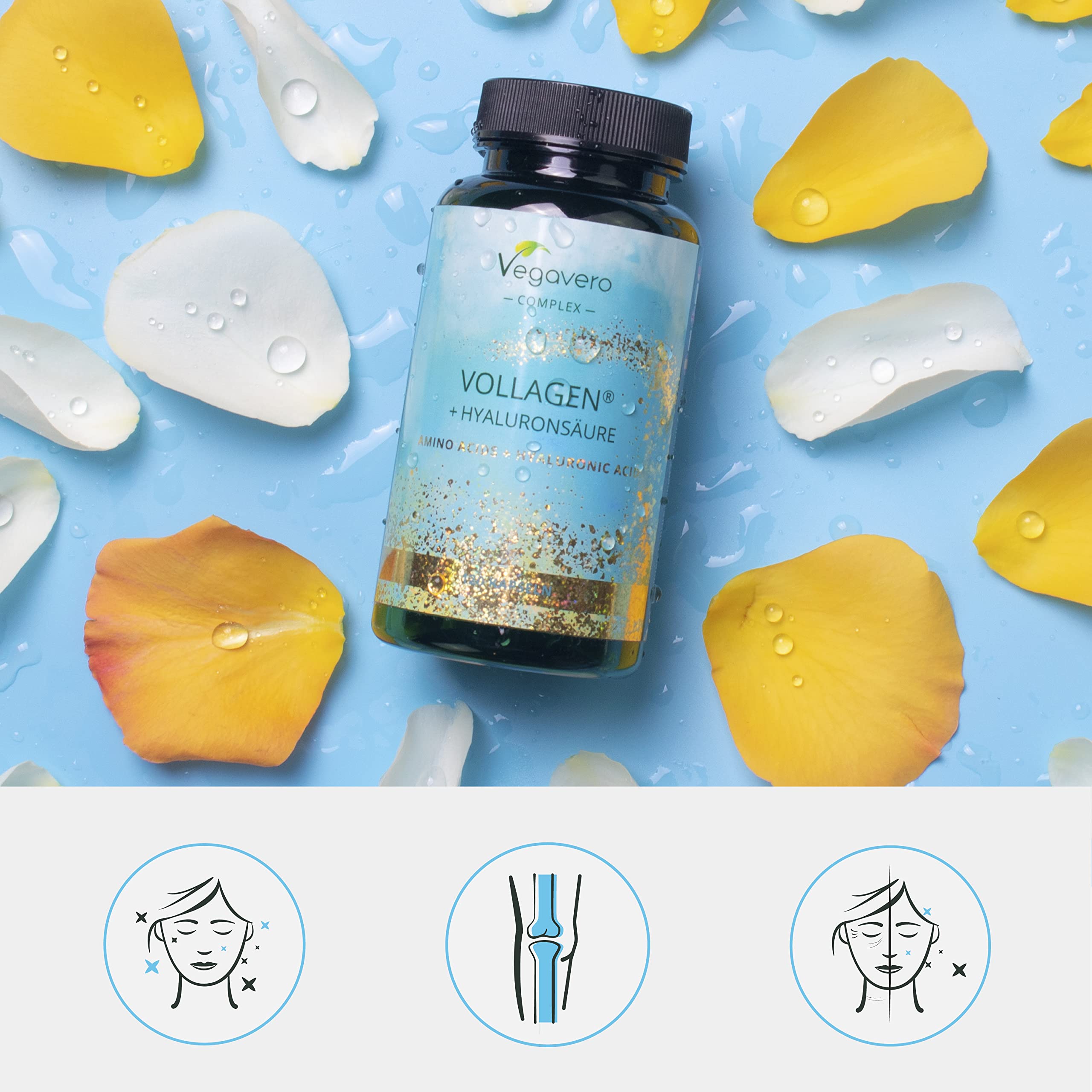 Vegavero Vegan Collagen Complex + Hyaluronic Acid | NO Additives | Vegan Collagen Powder Vollagen® | Essential Amino Acids | 120 Capsules Vegavero uk supplements