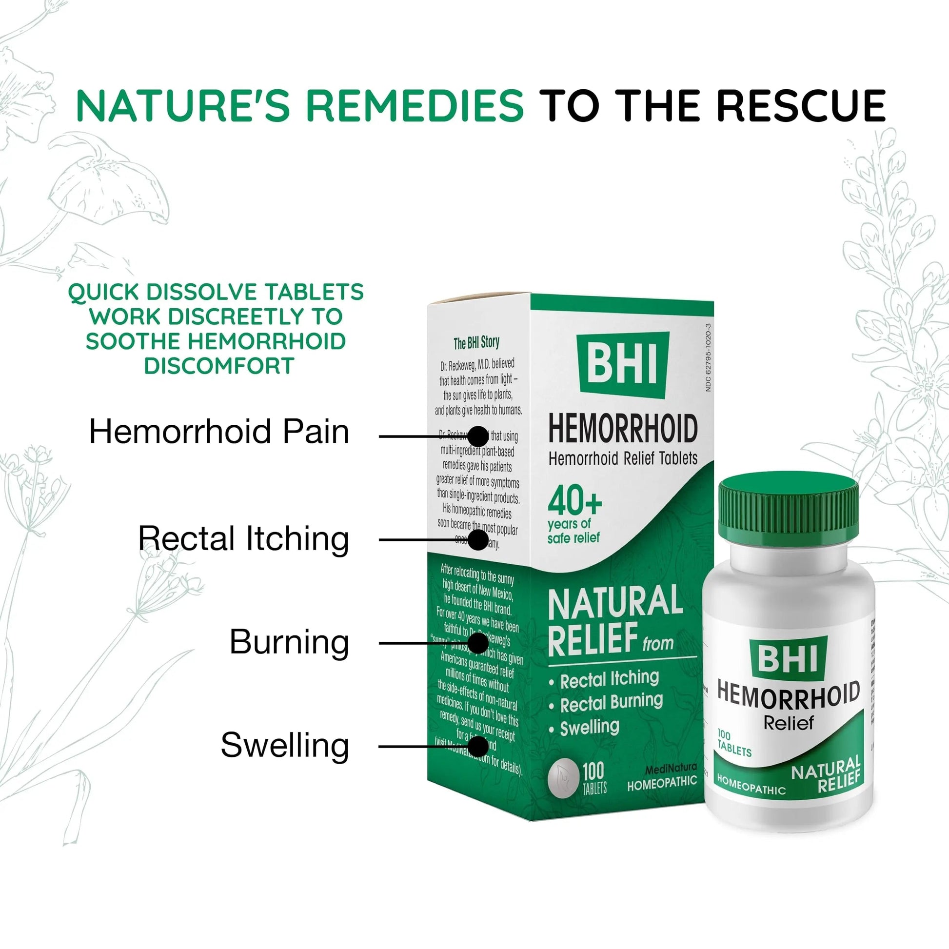 MediNatura BHI Hemorrhoid Relief - Natural Hemorrhoid Treatment for Relieving Rectal Itching - Daily Support - Chewable & Easy-to-Use Tablets - Plant-Based - 100 Count MediNatura uk supplements