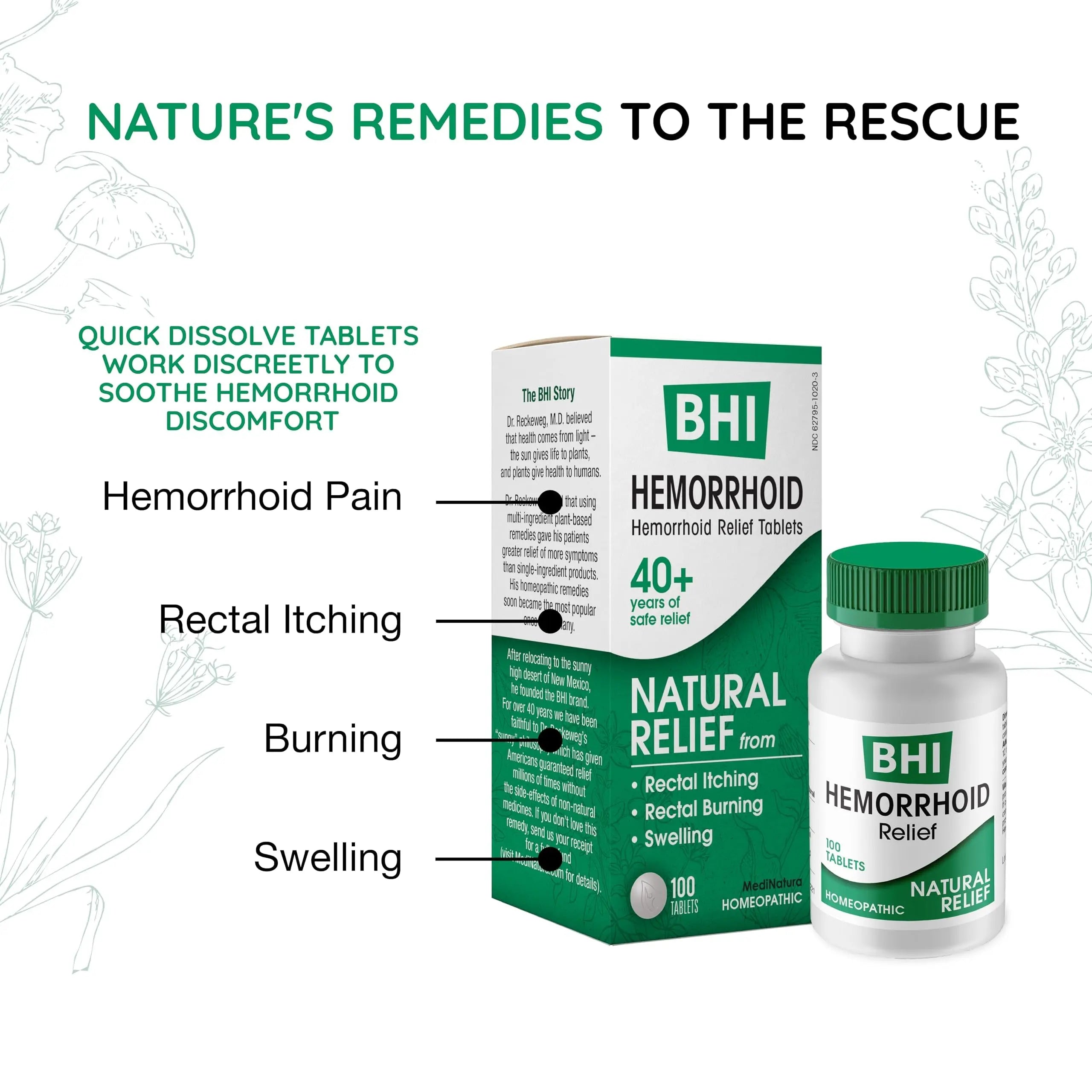 MediNatura BHI Hemorrhoid Relief - Natural Hemorrhoid Treatment for Relieving Rectal Itching - Daily Support - Chewable & Easy-to-Use Tablets - Plant-Based - 100 Count MediNatura uk supplements