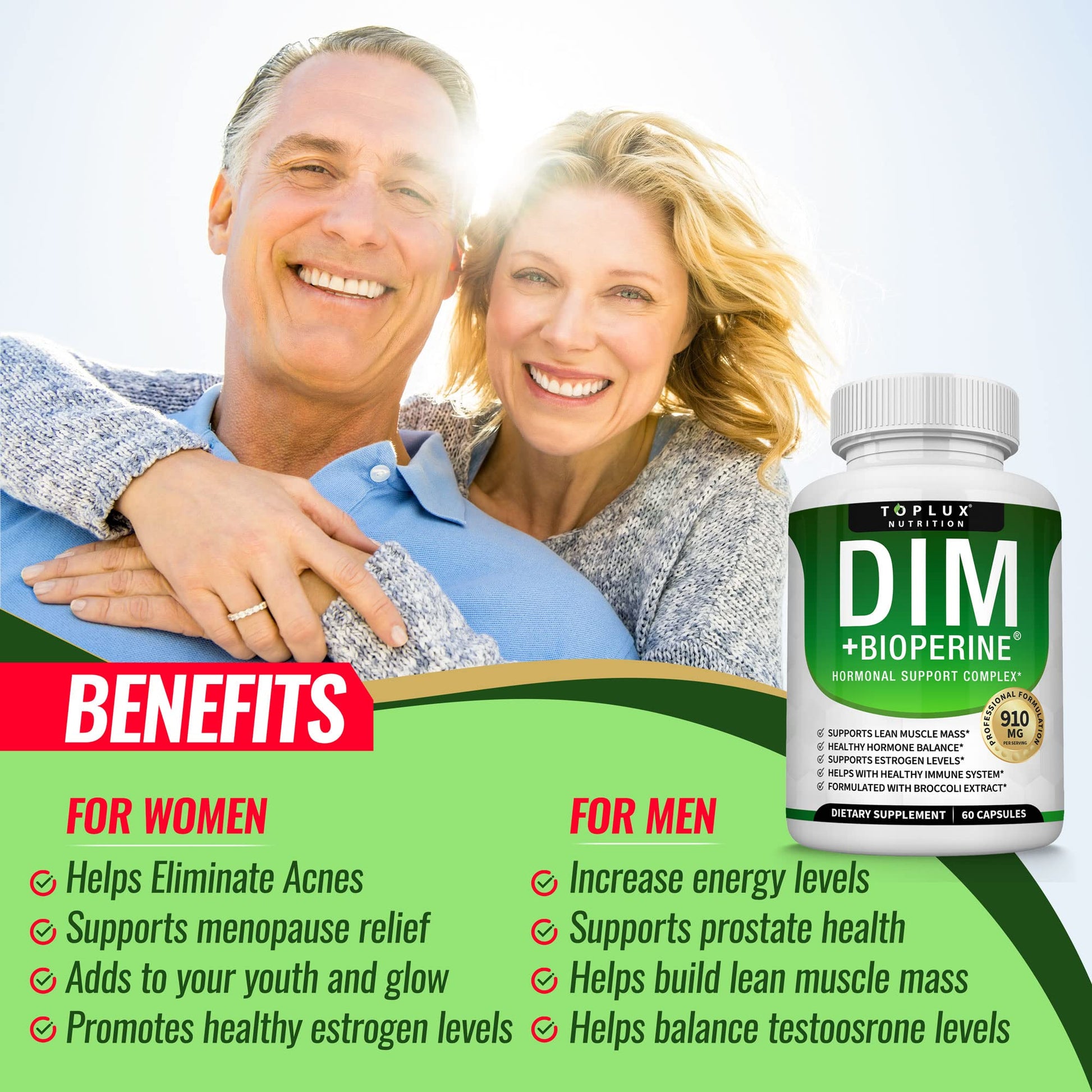 Dim Supplement 910 mg Plus BioPerine Complex - Diindolylmethane to Support Hormone Balance Toplux uk supplements
