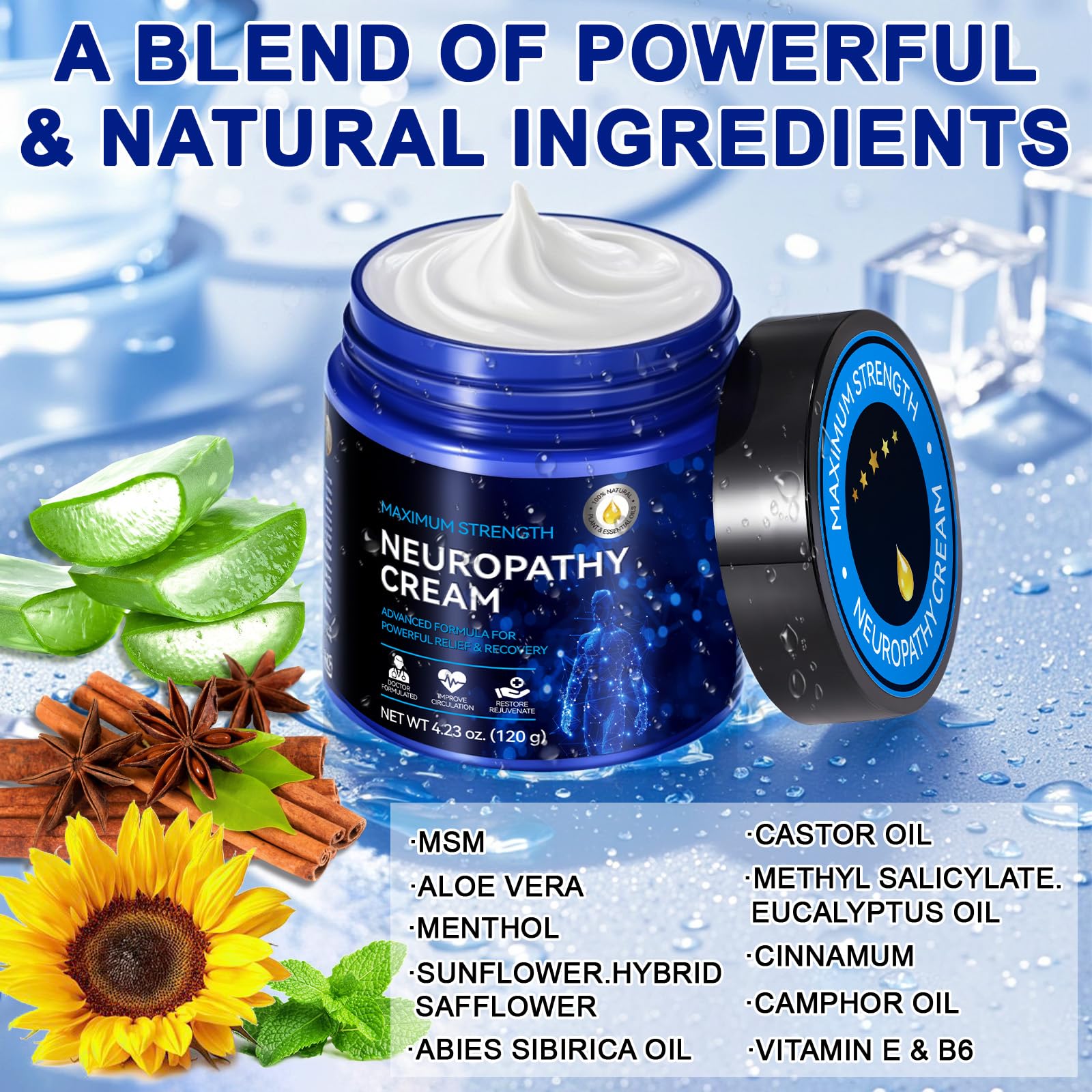 Neuropathy Cream for Feet, Legs & Hands – Lightweight, Plant-Based Formula with Cooling Comfort, 4 oz CFXYHNOX uk supplements