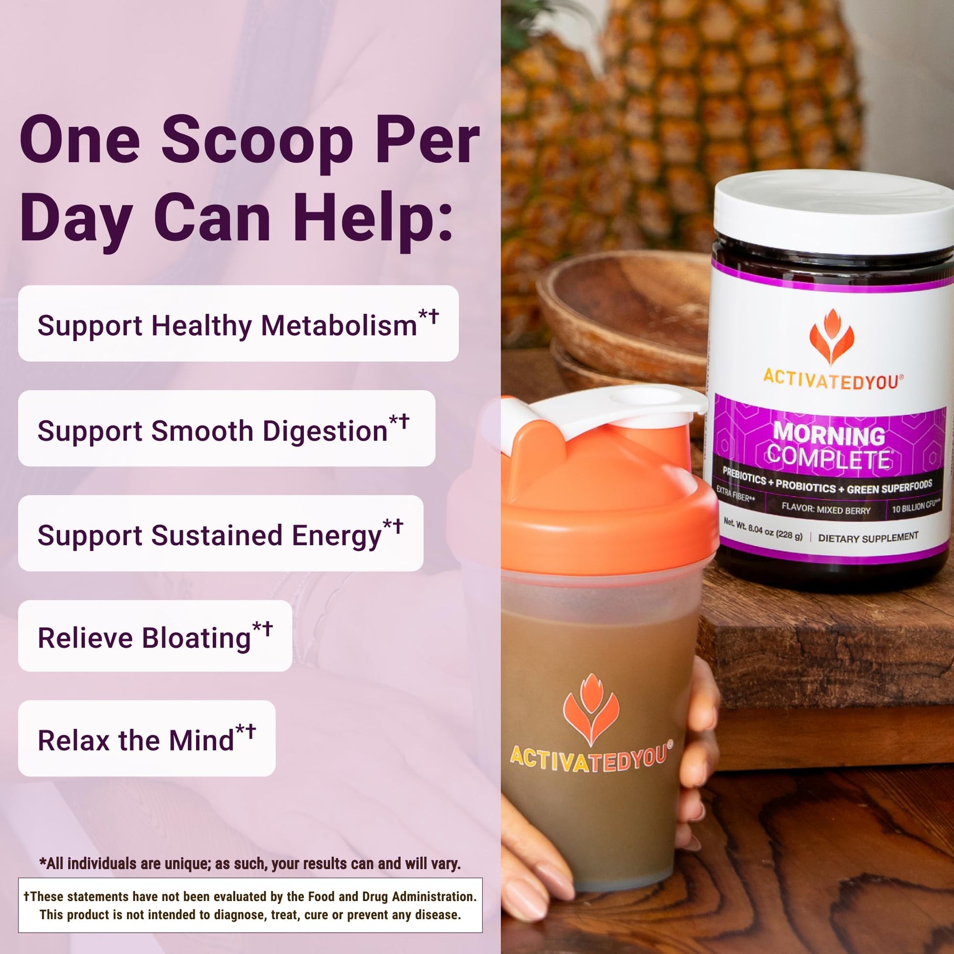 ACTIVATEDYOU Morning Complete Super Greens Powder Drink Mix - Gut Health Boost with Prebiotics, Probiotics, & Antioxidants - 10 Billion CFUs, Mixed Berry Flavor - Greens Superfood Powder - 3 Pack ACTIVATEDYOU uk supplements