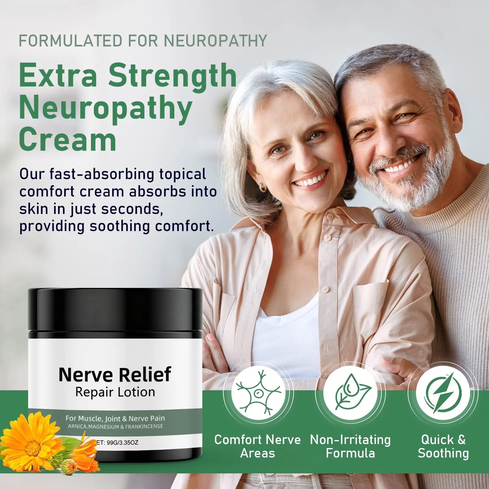 Vincofoo 2PC Nerve Relief Repair Lotion Cream, Neuropathy Lotion with Arnica, Deeply Moisturizes Skin, Keep Soft Smooth, Suitable for Muscle, Lumbar, Neck, Hands and Feet Vincofoo uk supplements