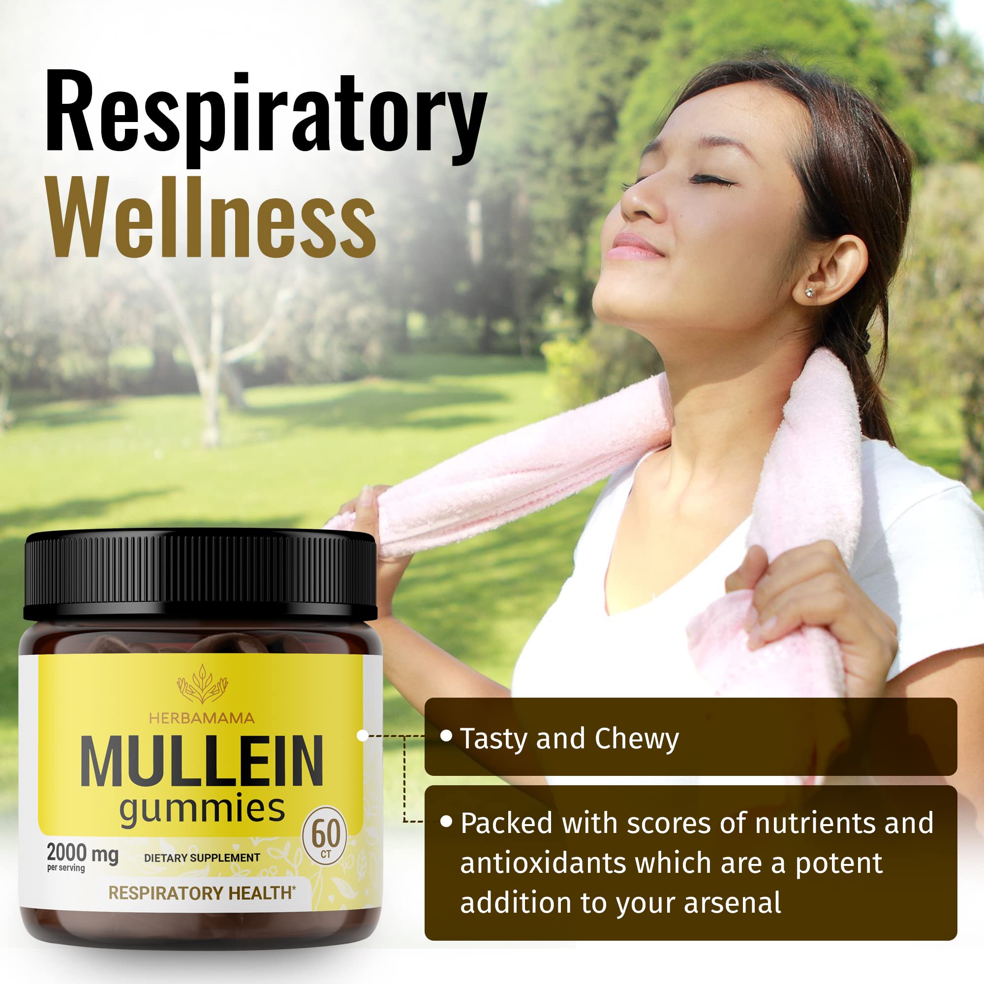 HERBAMAMA Mullein Gummies - Mullein Leaf Dietary Supplement for Respiratory HERBAMAMA uk supplements