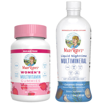 MaryRuth's Multivitamin Gummies for Women (Strawberry) & Liquid Nighttime Multimineral (Coconut, 32oz) | Clean Label Project Verified MARYRUTH'S uk supplements