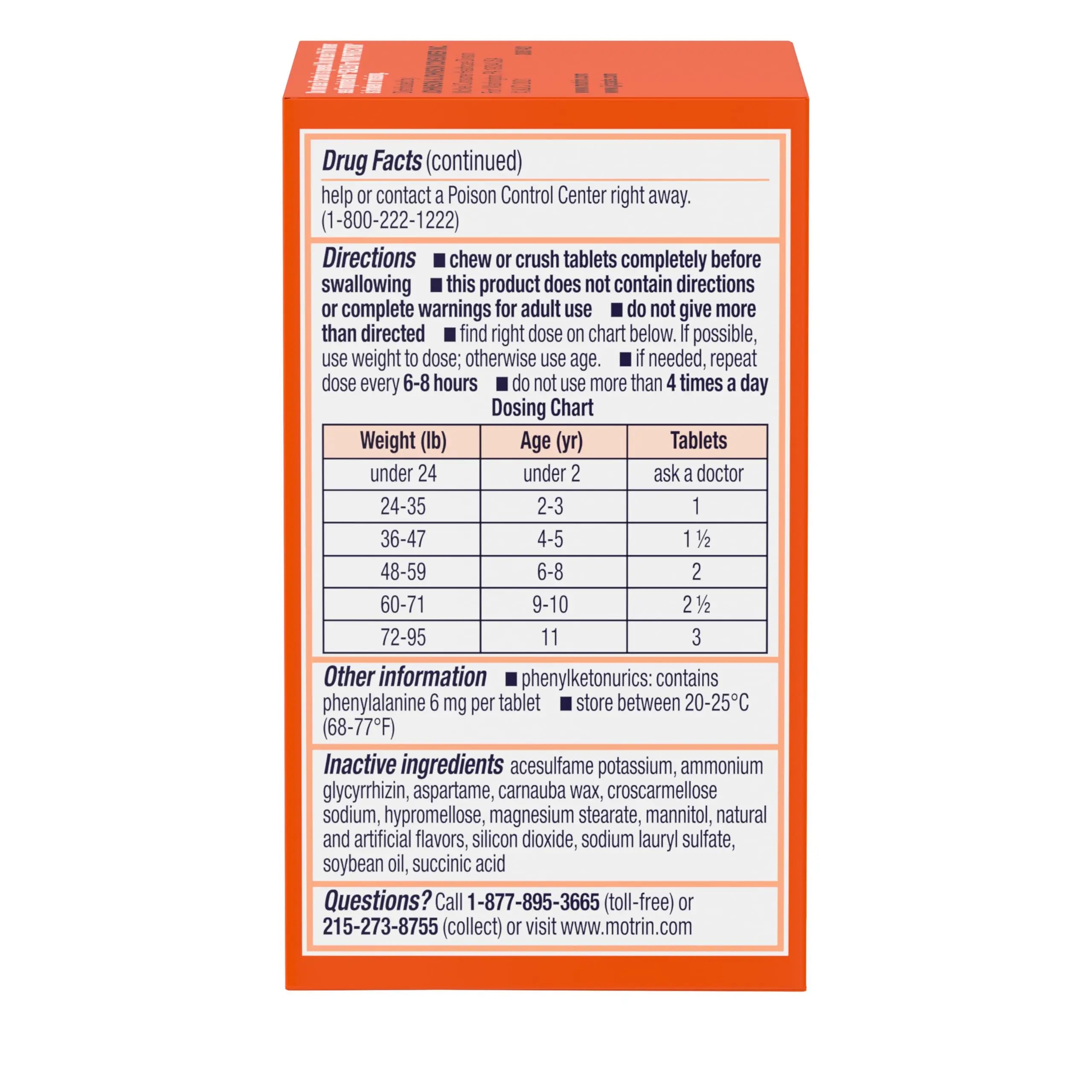 Motrin Children's Dye-Free Chewable Tablets with Ibuprofen, Kids' Fever Reducer & Pain Reliever for Sore Throat, Fever, Toothache & Pain Relief, Grape Flavor, 24 Count (Pack of 2) Motrin uk supplements
