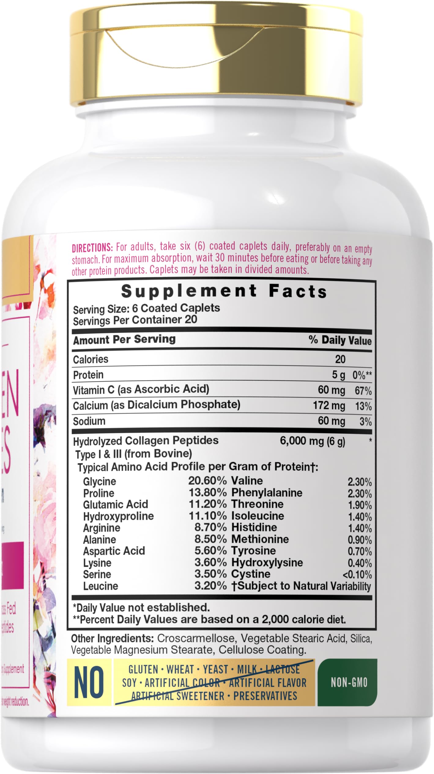 Carlyle Collagen with Vitamin C | 6000mg | 120 Caplets | Multi Collagen Peptide Pills Carlyle uk supplements
