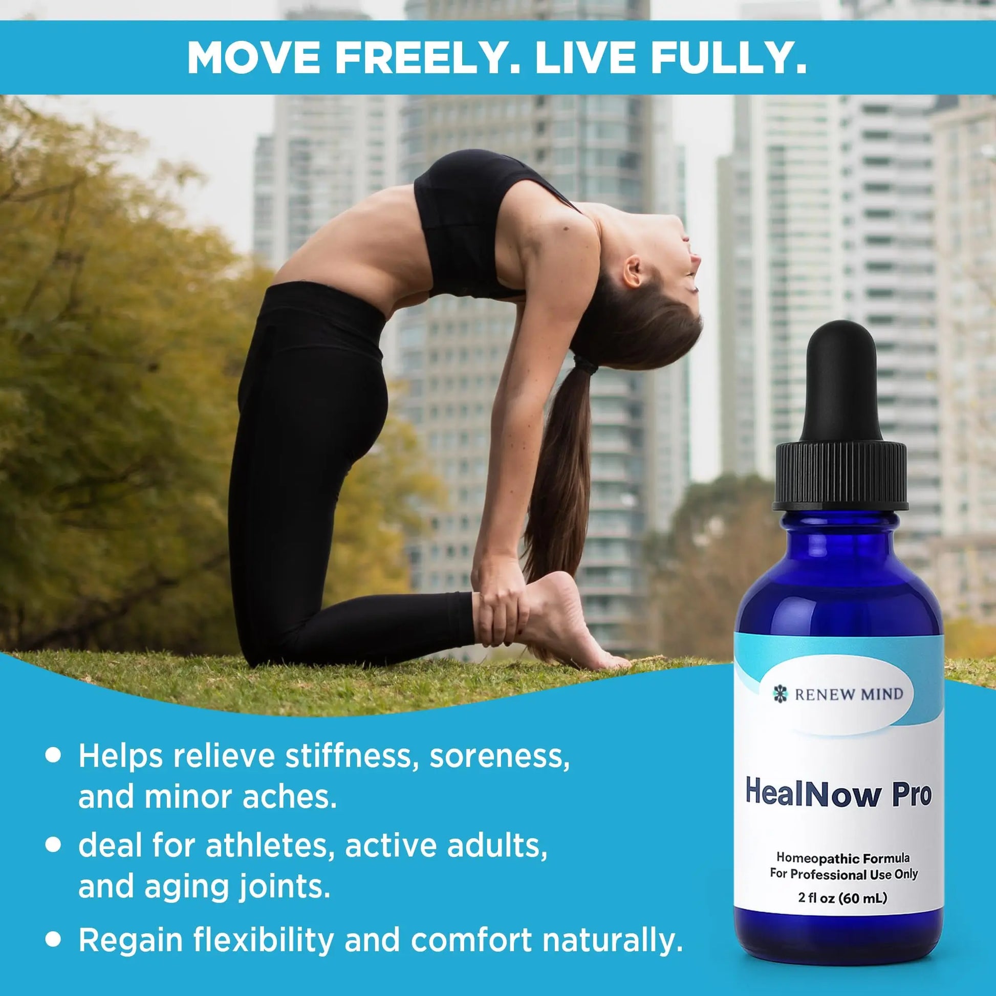 RENEW MIND HealNow Pro Homeopathic Support for Joint Pain, Muscle Aches, Arthritis Pain, and Muscle or Joint Stiffness Professional Grade Formula Promotes Comfort, Mobility & Energy - 2 fl oz RENEW MIND uk supplements