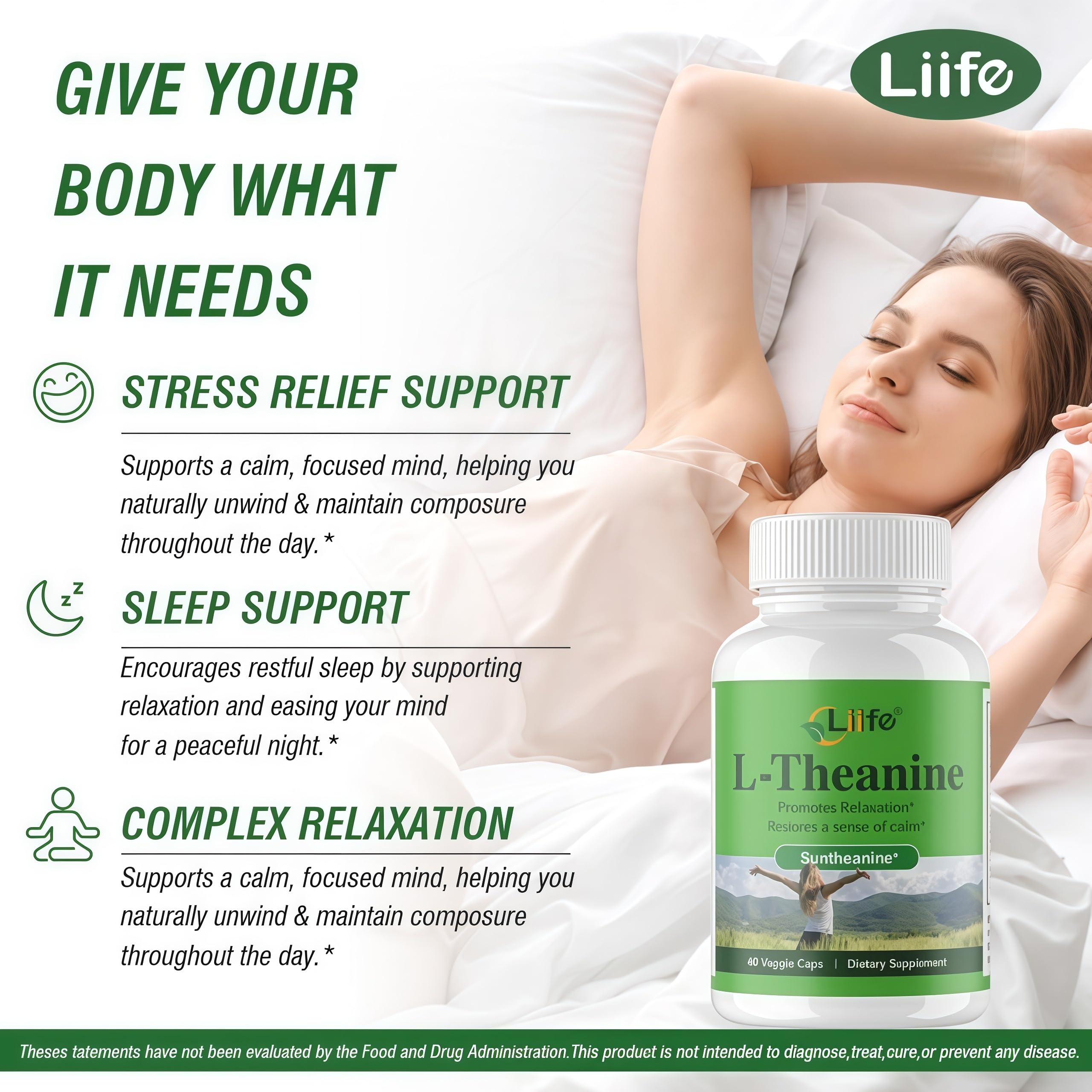 LIIFE L-Theanine (Suntheanine®) with GABA– 60 Veggie Capsules Support with Magnesium & Black Pepper for a Healthy Stress Response, Relaxation, and Focus Increases Brain Alpha-Wave Production* LIIFE uk supplements