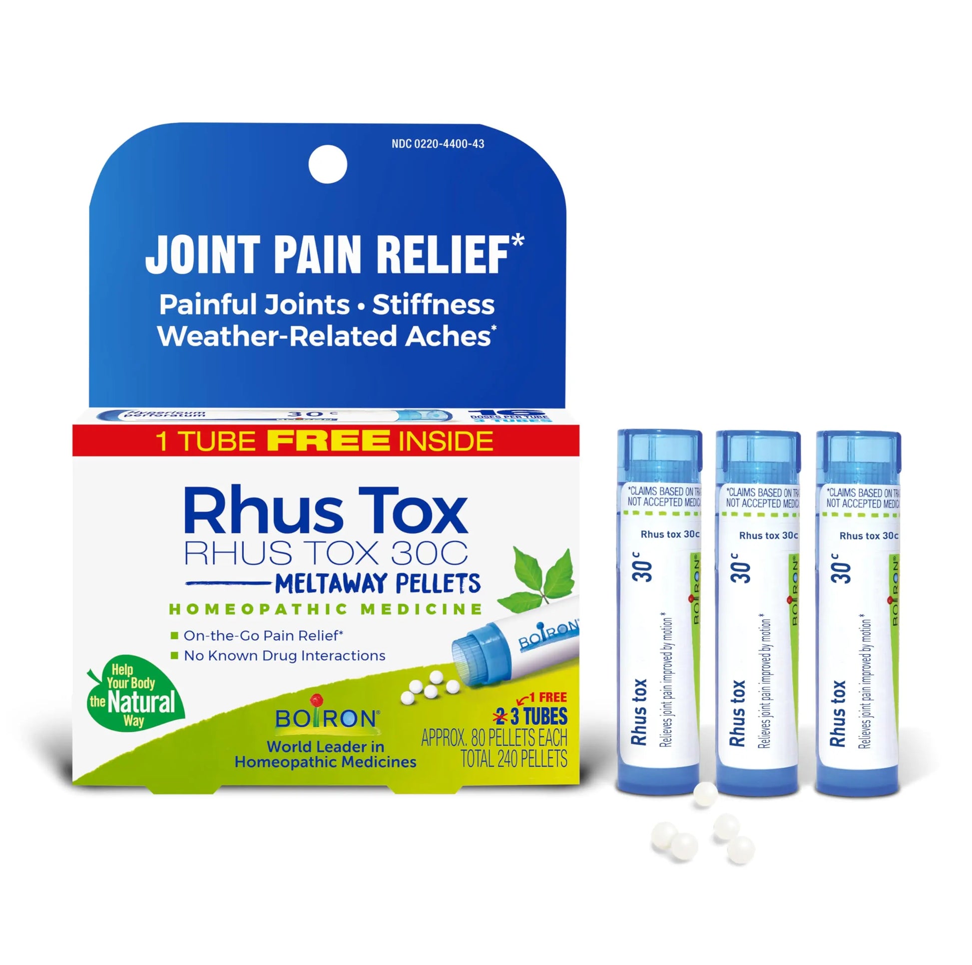 Boiron Rhus Tox 30C Homeopathic Medicine for Relief from Joint Pain, Muscle Aches, Swollen or Stiff Joints, and Weather Related Aches - 3 Count (240 Pellets) Boiron uk supplements