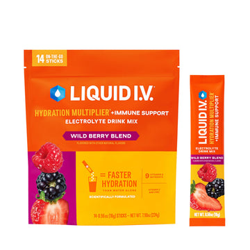 Liquid I.V.® Hydration Multiplier +Immune Support - Wild Berry Blend | Electrolyte Powder Drink Mix | 1 Pack (14 Servings) Liquid I.V. uk supplements