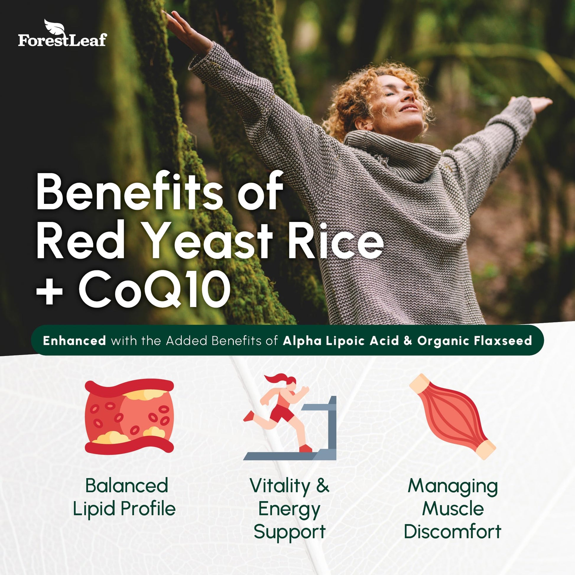 Red Yeast Rice 1215 mg. Capsules - Extra Strength Red Rice Yeast with CoQ10 Supplement, Plus Alpha Lipoic Acid & Organic Flaxseed, Citrinin Free, Supports Cardiovascular Health, Non-GMO 90 Veggie Caps ForestLeaf uk supplements