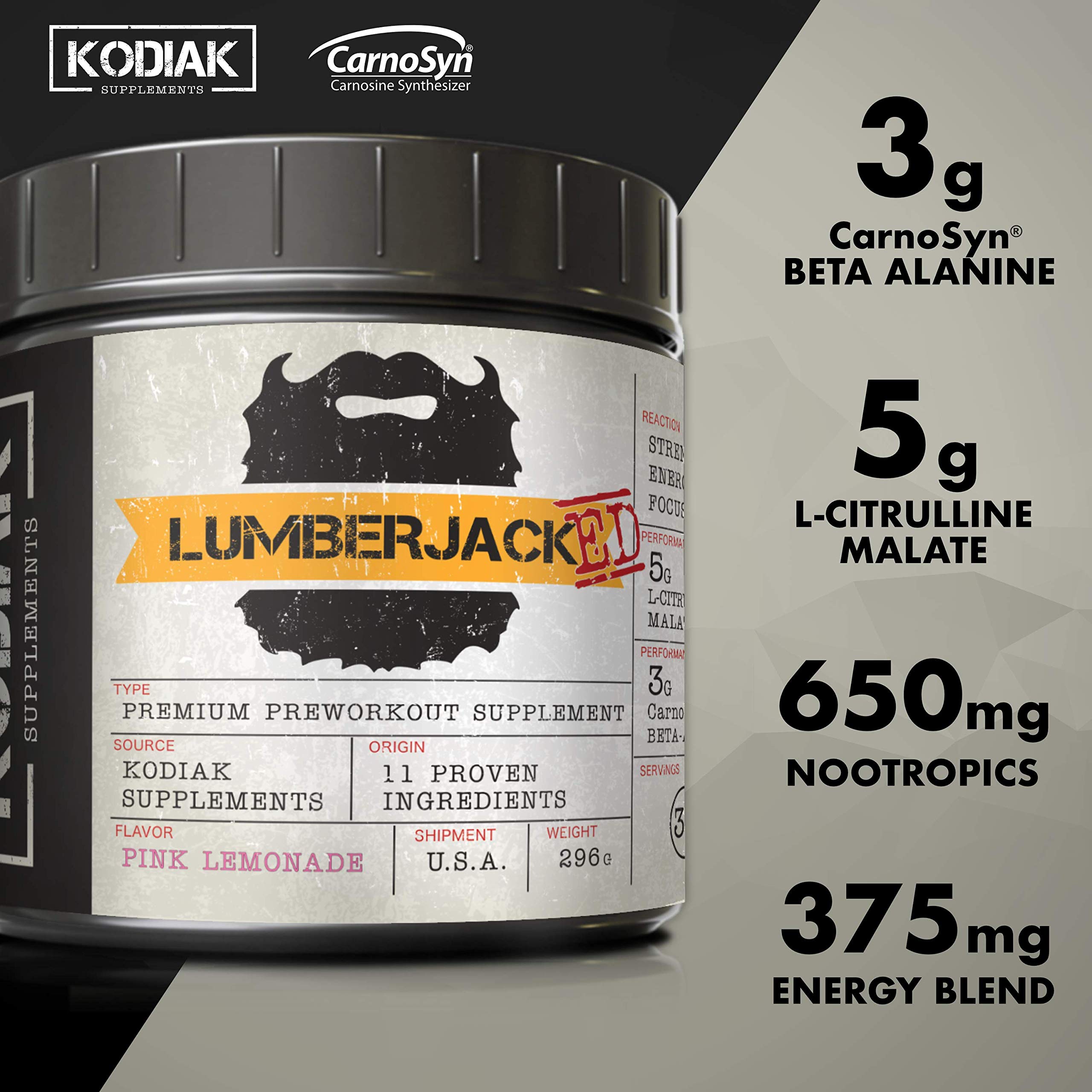 Kodiak Supplements LUMBERJACKED Pre-Workout Supplement with CarnoSyn 30 Servings Kodiak Supplements uk supplements