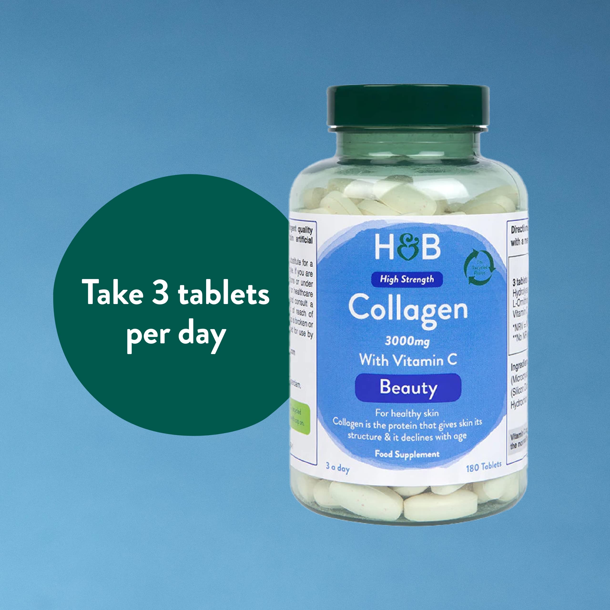Holland & Barrett Bovine Collagen Tablet 3000mg - Type I Collagen Peptides - Hydrolysed Collagen with Vitamin C - Hair, Skin & Nails Holland & Barrett uk supplements
