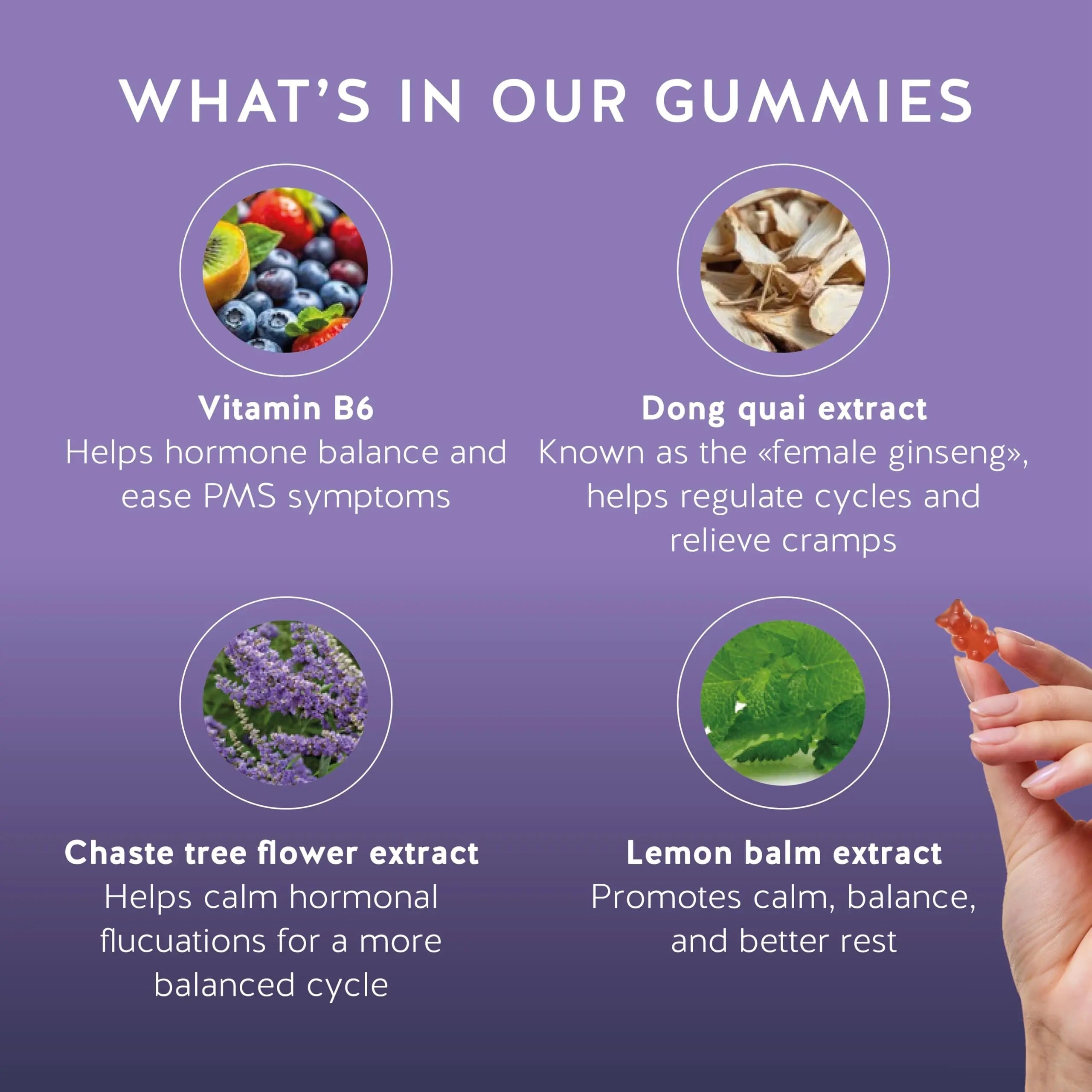 PMS Support Supplement for Women. Menstrual Relief Gummies to Target Hormonal Breakouts, Bloating, Period Cramps, & Mood Swings. Vegan, with Vitamin B6 & Lemon Balm, 60 Gummies Bears with Benefits uk supplements