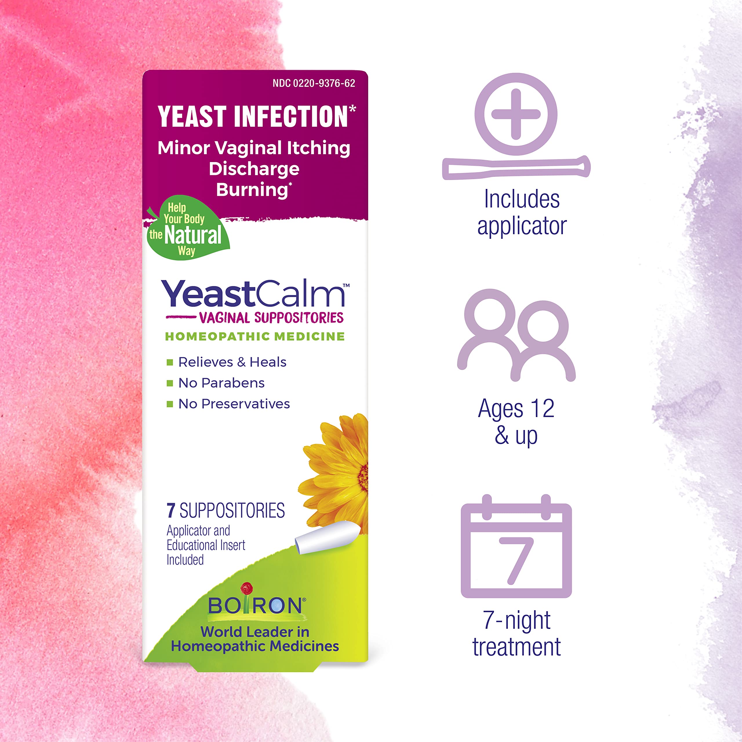 oiron YeastCalm Homeopathic Suppositories for Yeast Infections, Burning, Discharge Boiron uk supplements