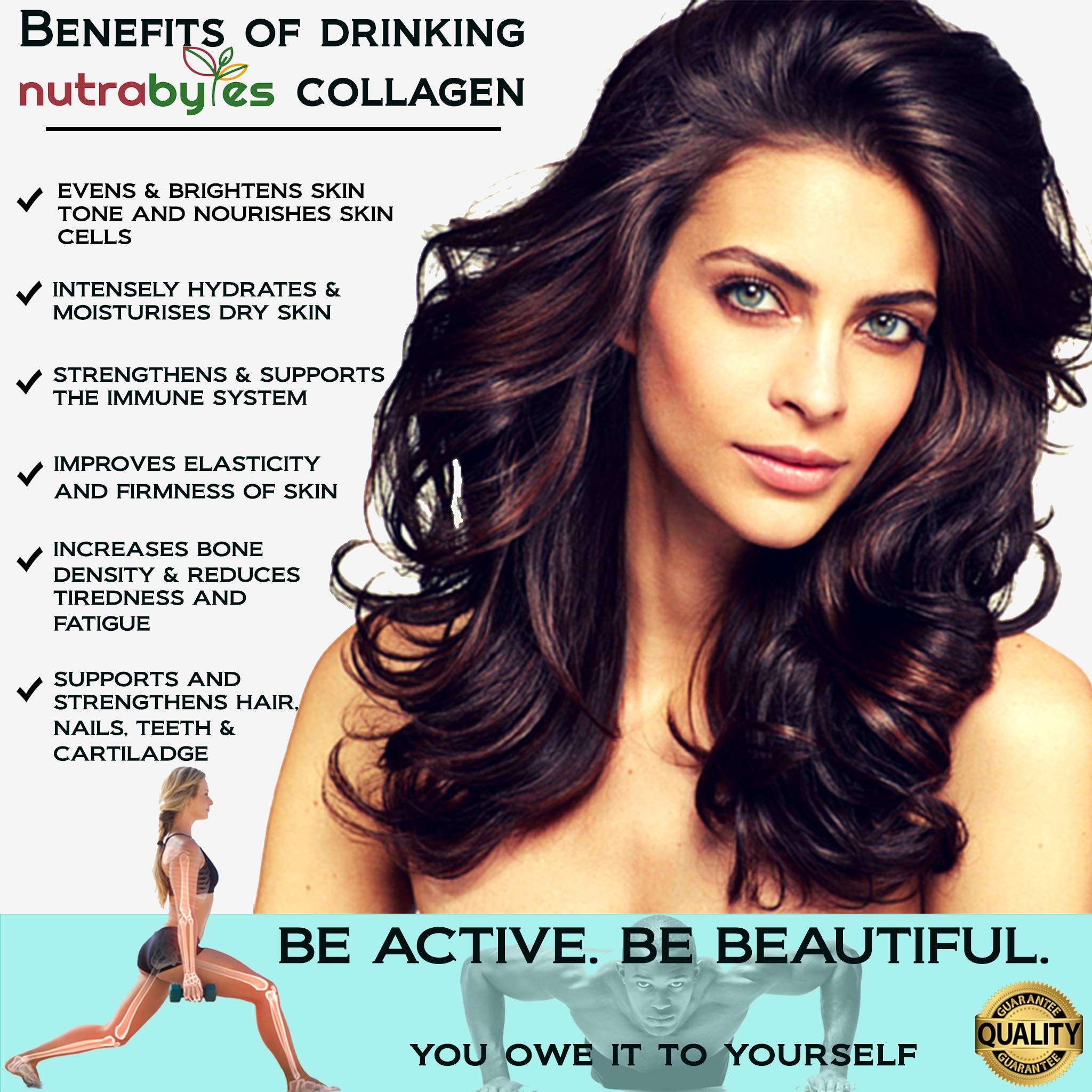 Marine Collagen Liquid 10000mg Sugar Free, Hydrolysed Peptides | Hyaluronic Acid, Biotin, Silica, Vitamin C, Vitamin D3 NUTRABYTES uk supplements
