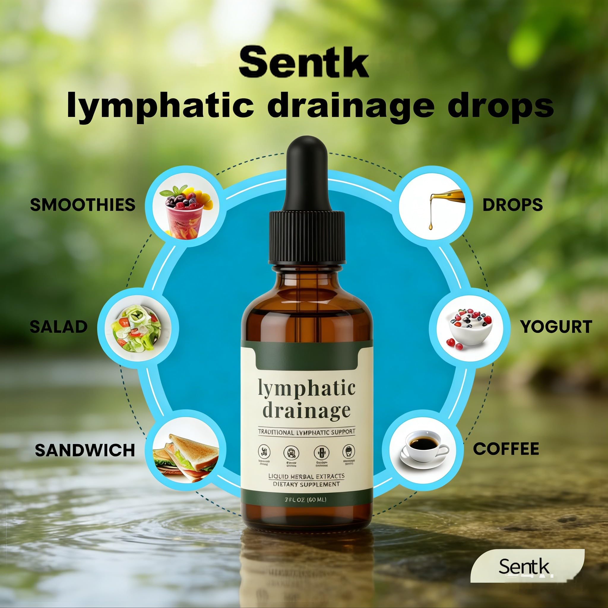 Sentk Organic Lymphatic Drainage Drops, Liposomal Herbal Blend – Supports Lymph System, Reduces Swelling, Boosts Immunity & Vitality, Enhance Clarity, Portable Dropper Design, 2 fl oz (2 Pack) Sentk uk supplements