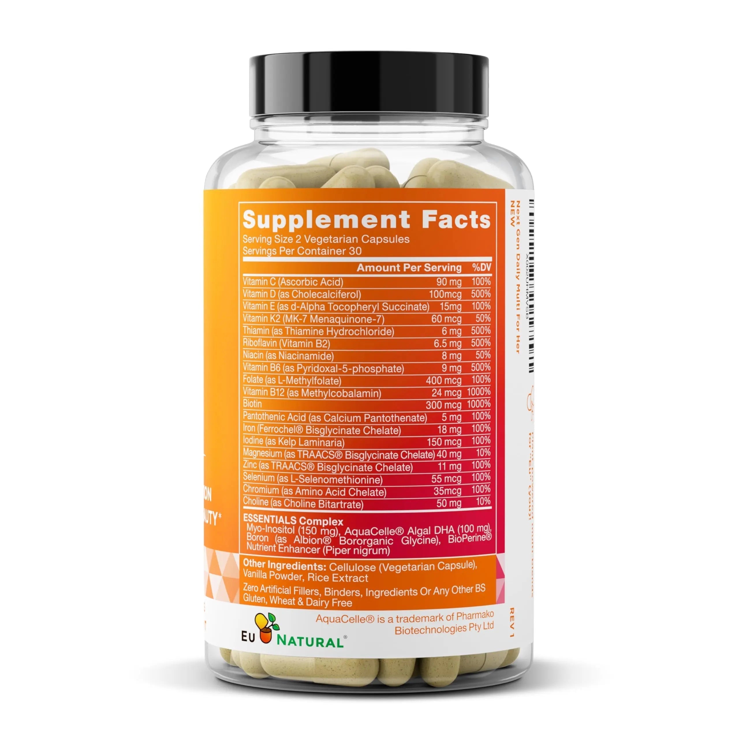 Next Gen Multivitamin for Women – 22 Optimized Vitamins for Immunity, Beauty, Brain, Energy, Bones and Heart – Vitamin C, D, E, K, Iron, B6 and DHA Eu Natural uk supplements
