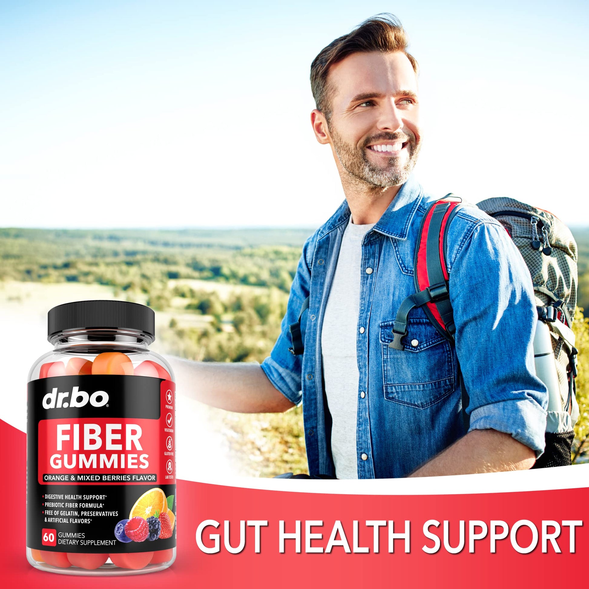 Fiber Gummies for Adults & Kids - Tasty Gummy Prebiotic Fiber Supplement for Max Digest DR. BO uk supplements