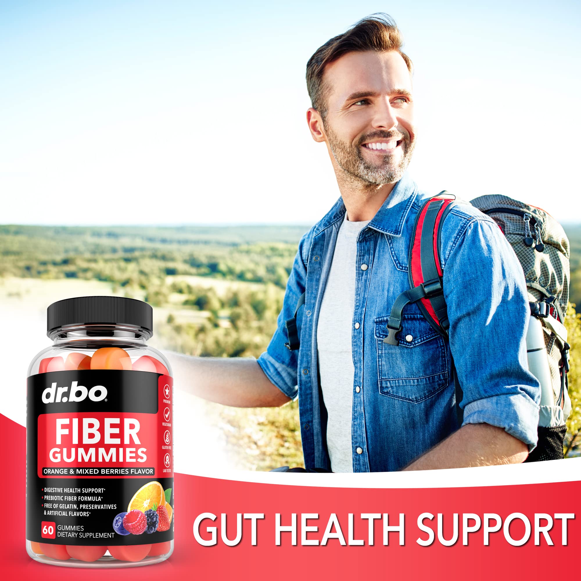 Fiber Gummies for Adults & Kids - Tasty Gummy Prebiotic Fiber Supplement for Max Digest DR. BO uk supplements