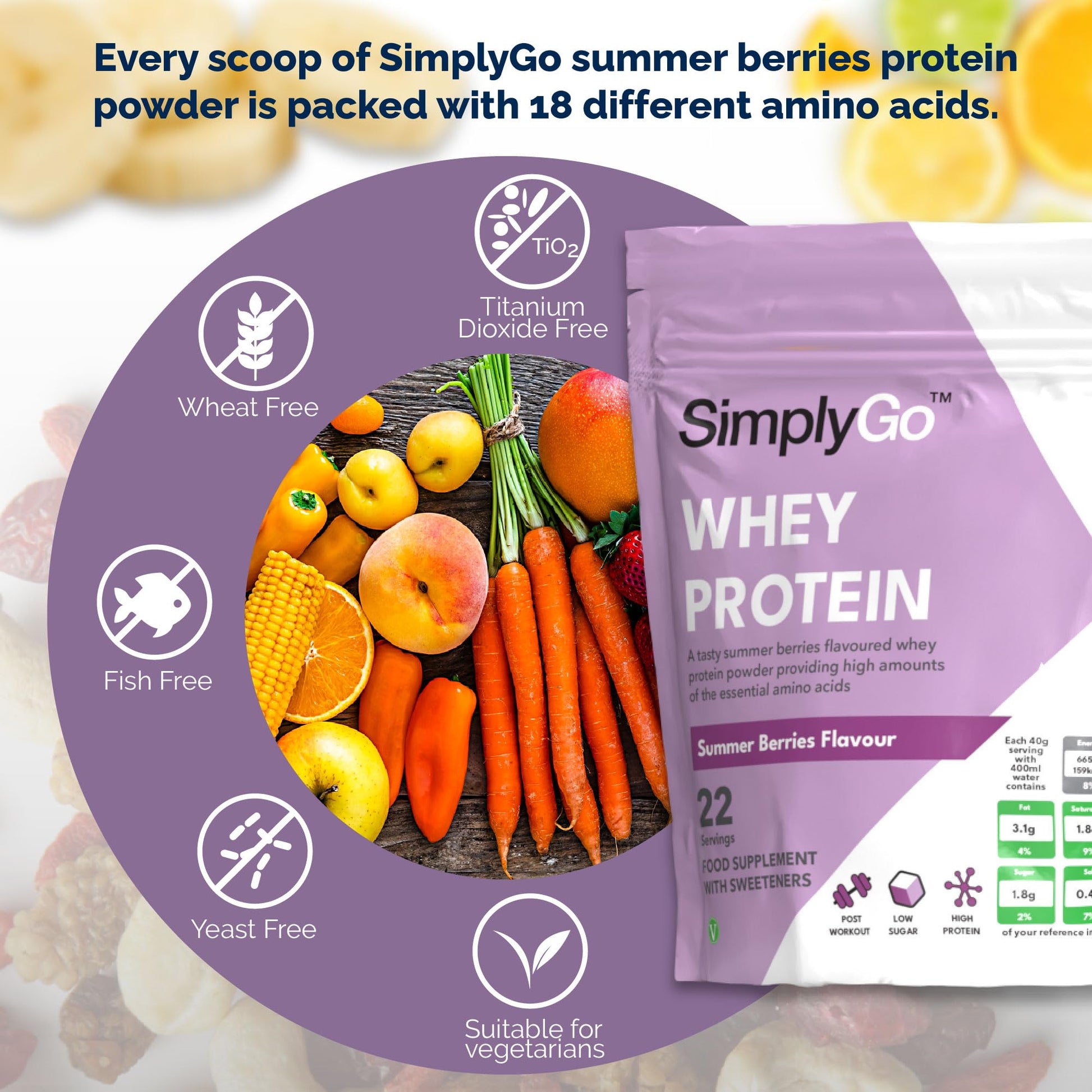 SimplyGo Whey Protein Powder | 900g | Simply Add 30g to Water, Juice or Shakes Simply Supplements uk supplements