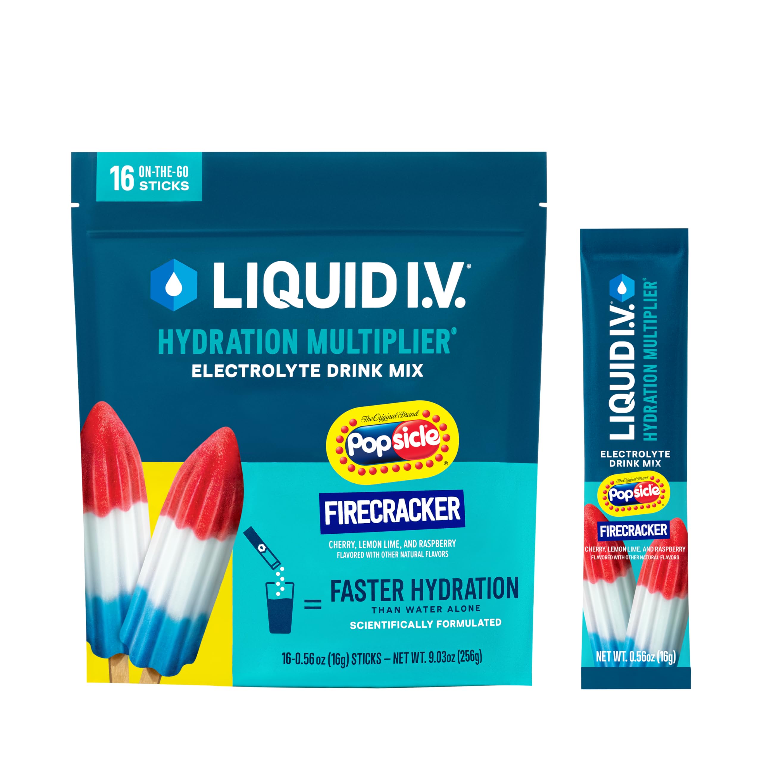 Liquid I.V.® Hydration Multiplier - Popsicle Firecracker | Electrolyte Powder Drink Mix | 1 Pack (16 Servings) Liquid I.V. uk supplements