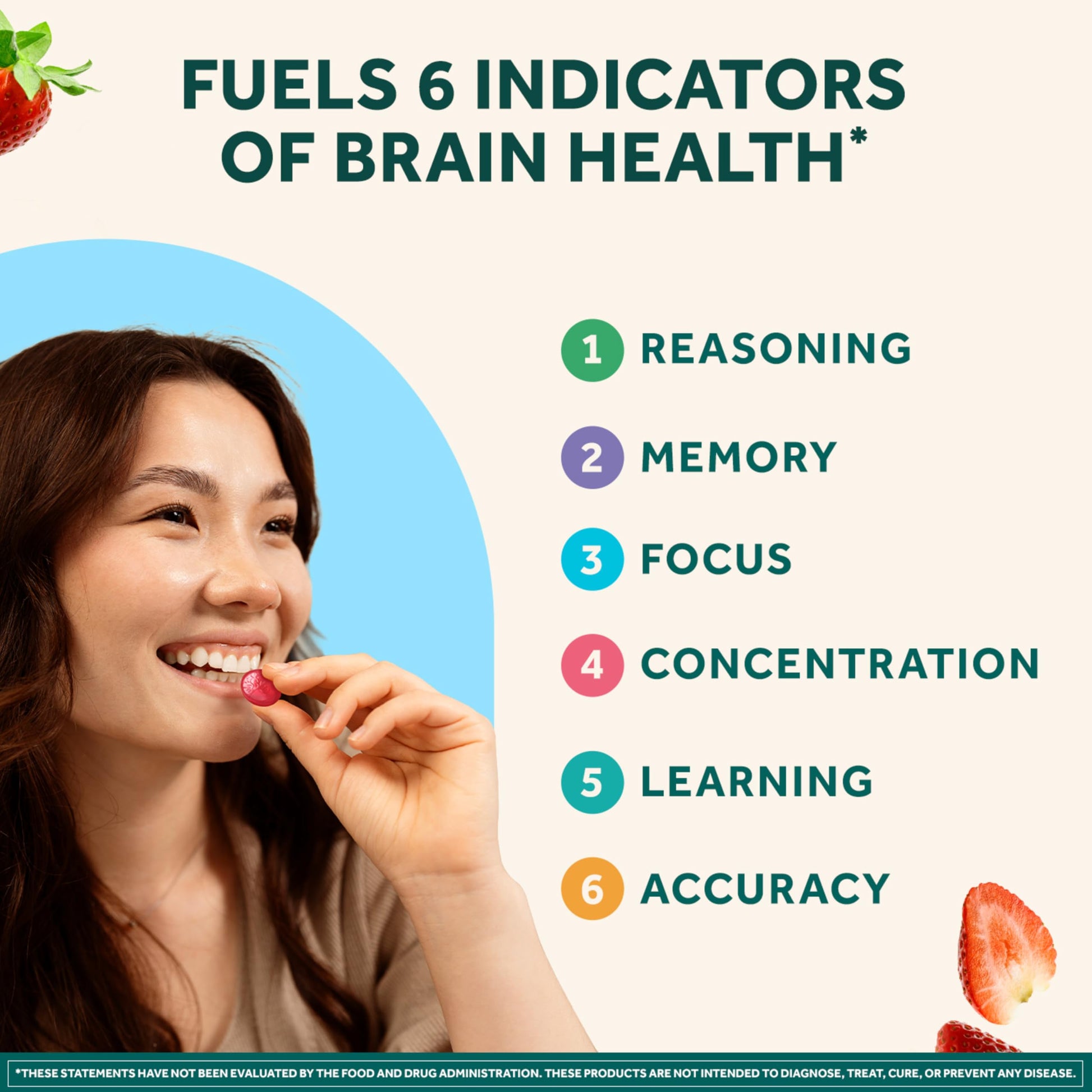 NEURIVA Plus Decaffeinated Nootropic Brain Supplement for Memory, Focus & Concentration & Cognitive Function, Clinically Tested NeuroFactor, Phosphatidylserine, Vitamins B6 B12,50ct Strawberry Gummies NEURIVA uk supplements