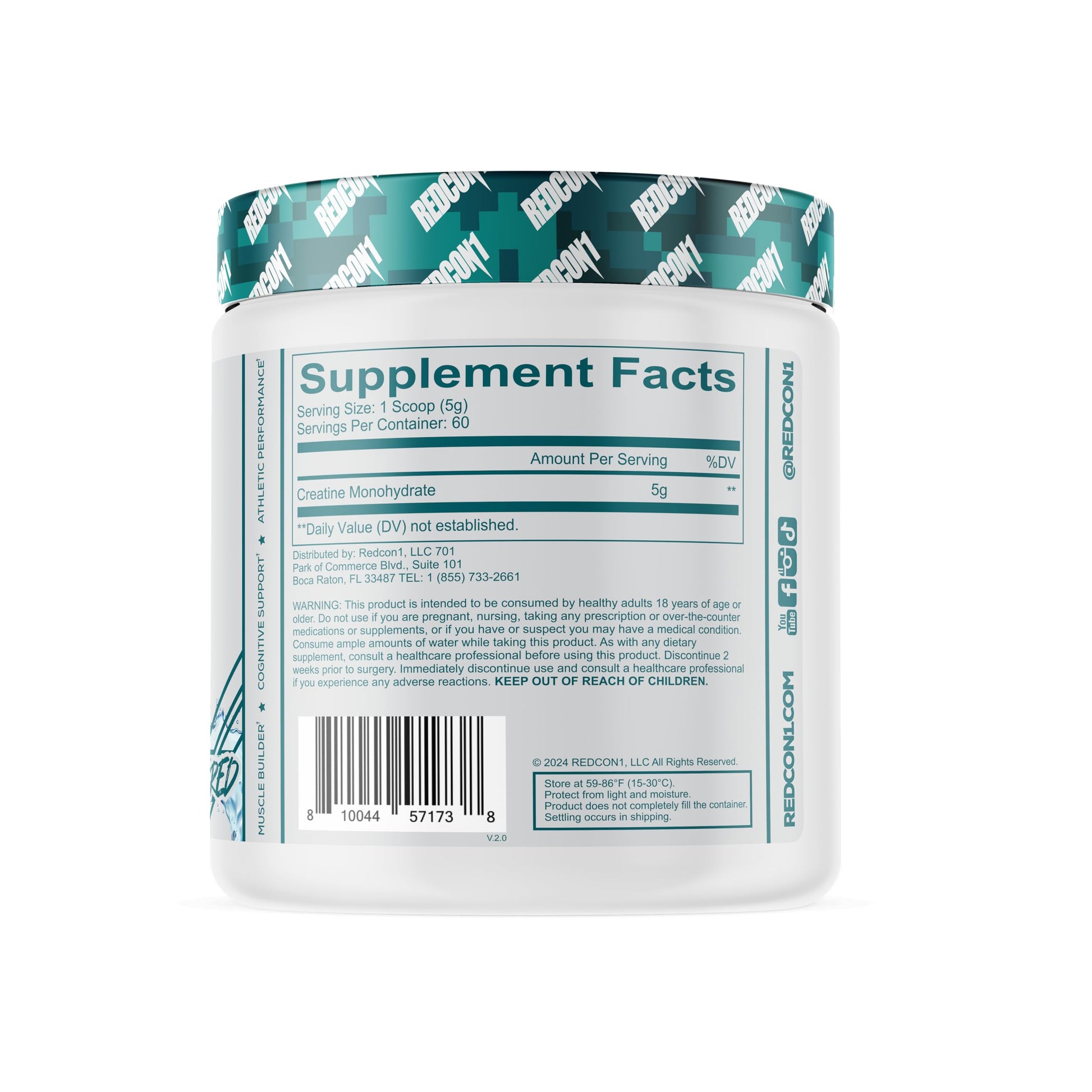REDCON1 Creatine Monohydrate - Keto Friendly + Vegan Pre & Post Workout Supplement - Creatine Powder to Support Recovery & Athletic Performance (60 Servings) REDCON1 uk supplements